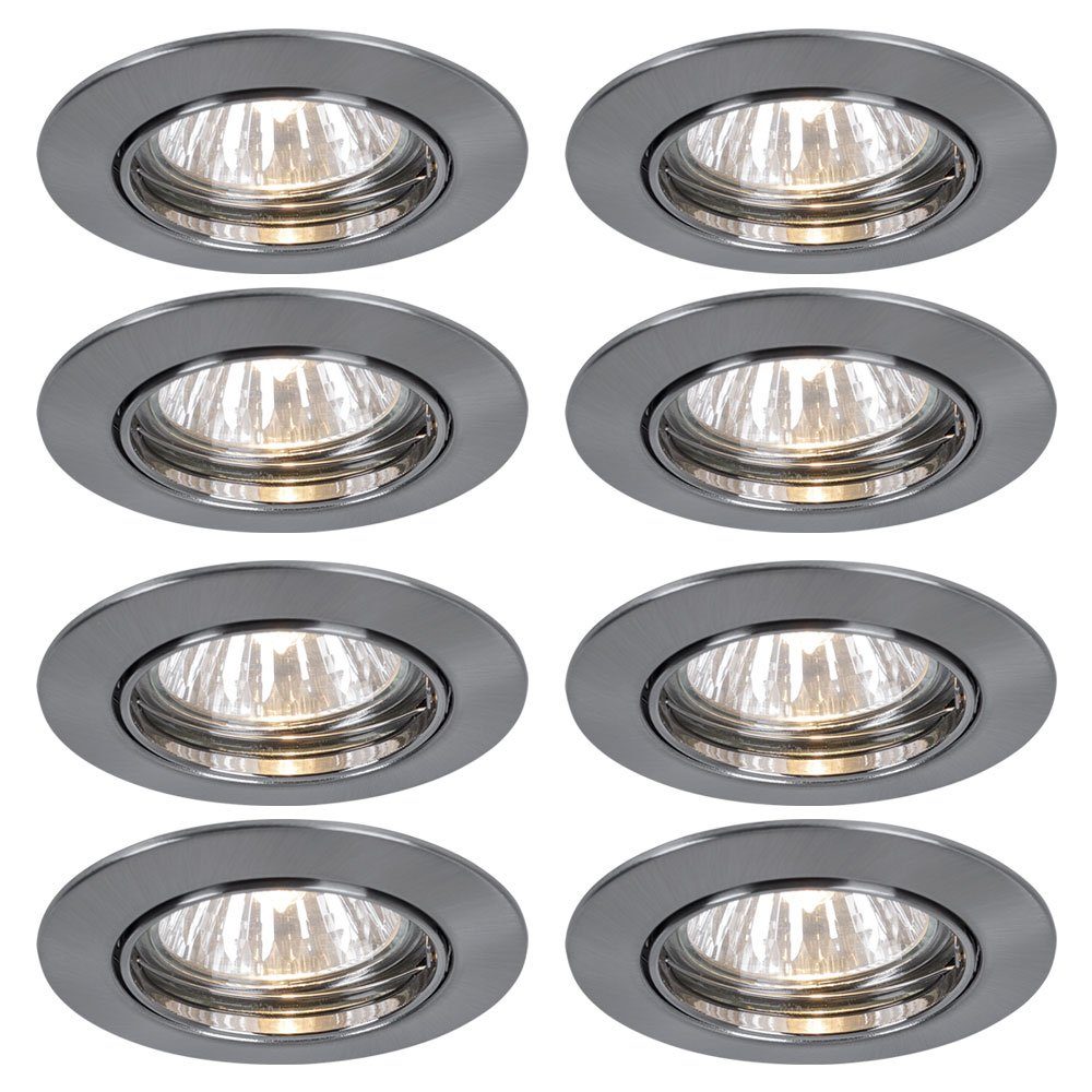 etc-shop LED Einbaustrahler, Leuchtmittel nicht inklusive, 8er Set Einbau Leuchten Прожекторы Пятна ALU Ess Zimmer Beleuchtung