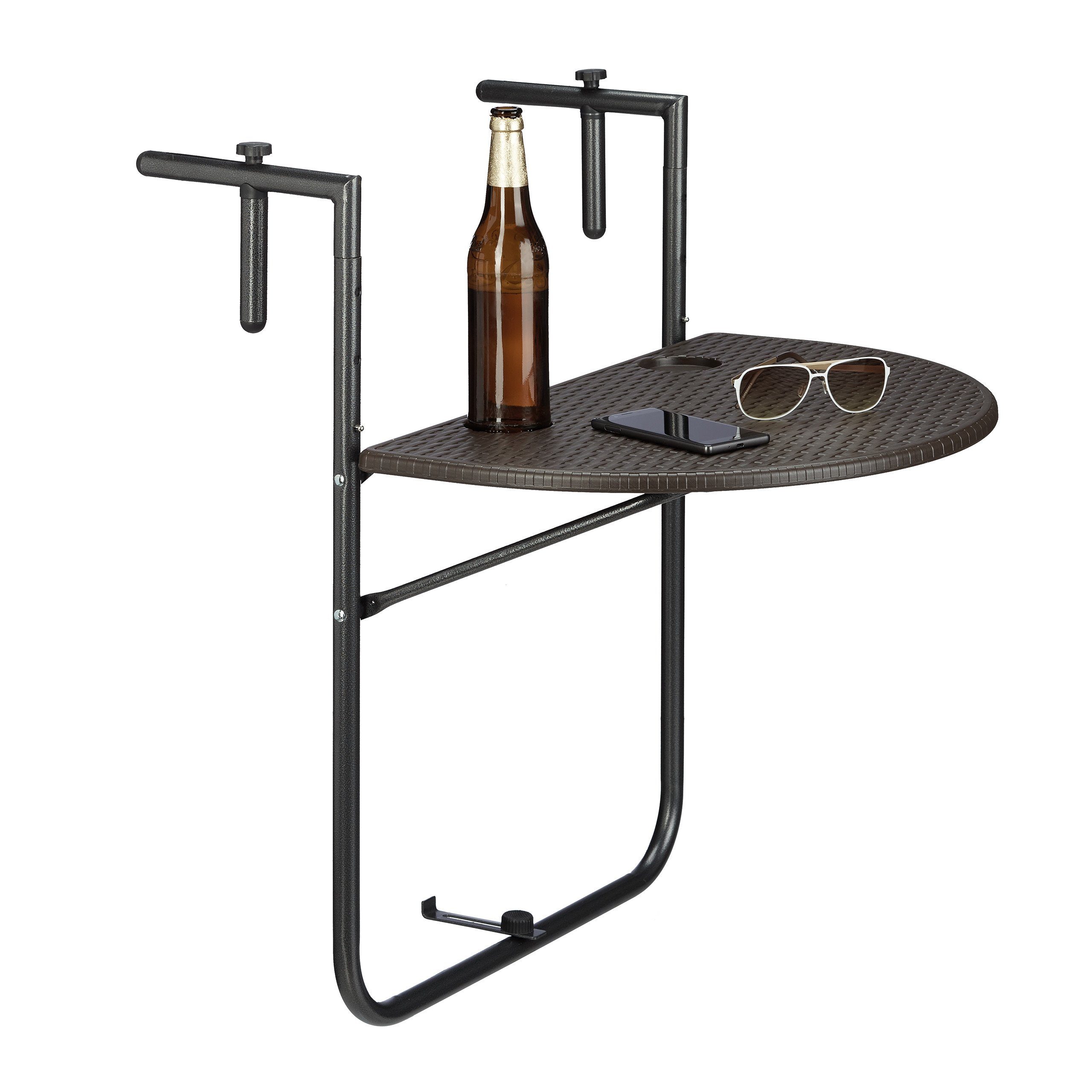 relaxdays Balkonhängetisch BASTIAN klappbar, Braun günstig online kaufen