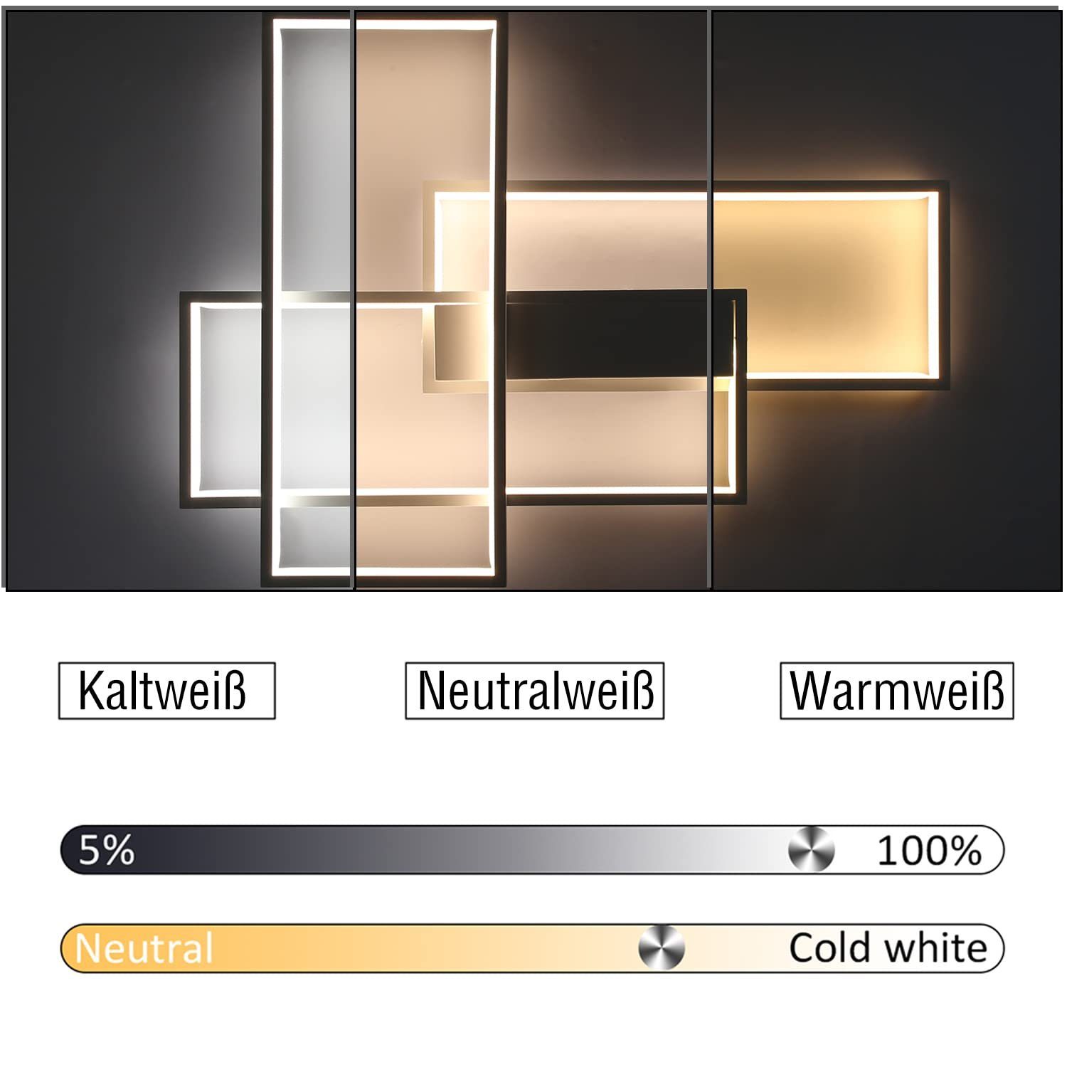 Nettlife LED Deckenleuchte Wohnzimmerlampe mit Fernbedienung Geometrisch, D günstig online kaufen
