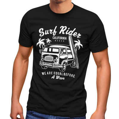 Neverless Print-Shirt Herren T-Shirt Bus Surfing Retro Slim Fit mit Print