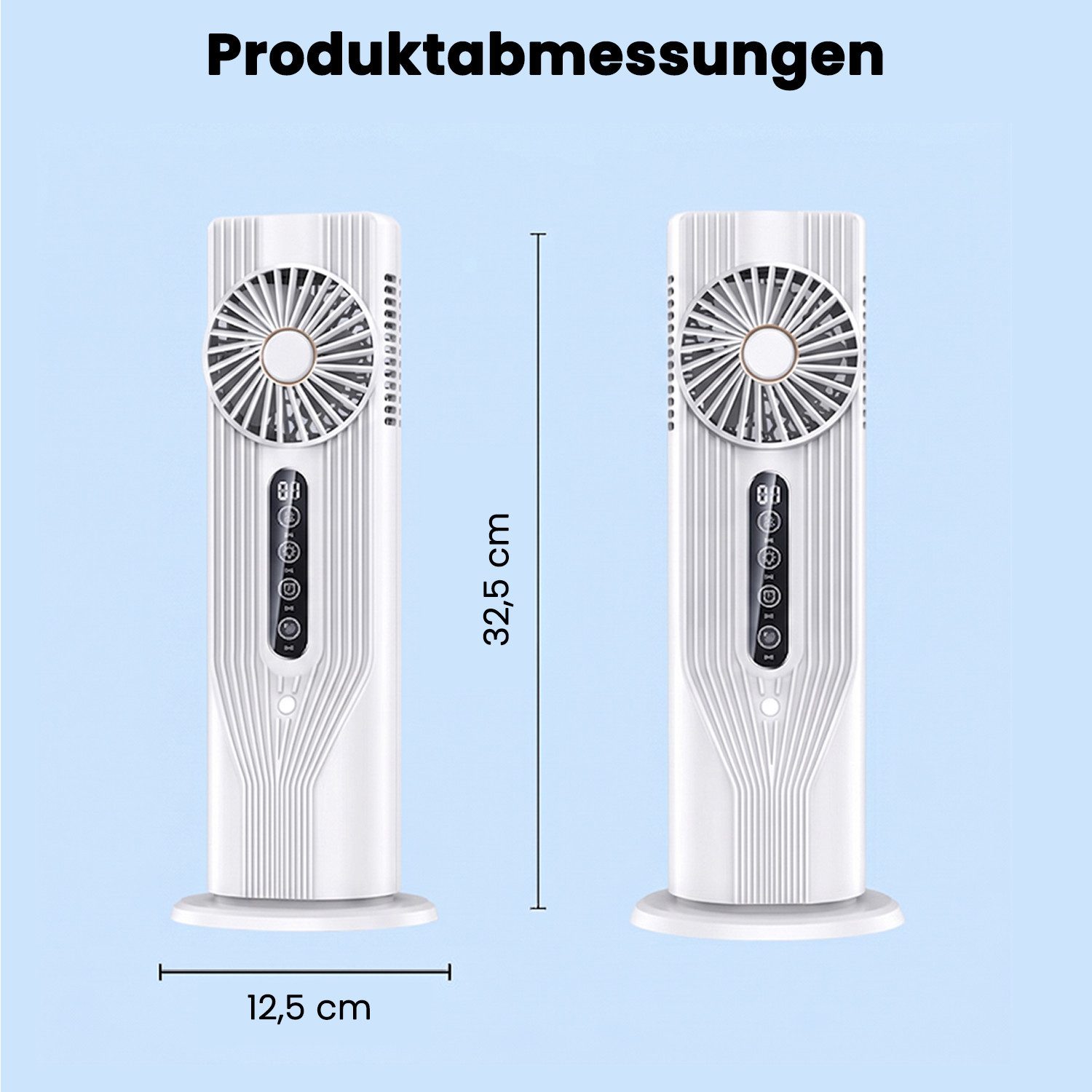 MOPUEA Standventilator Turmventilator Mit Kühlspray LED Display 6 Windstufen Ventilator, USB Tischventilator Leiser Umluftventilator Mit Sprühnebel