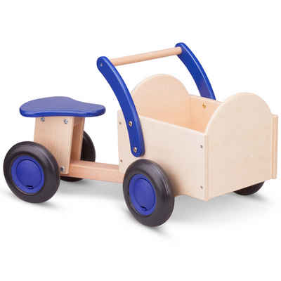 New Classic Toys® Lauflernhilfe Rutscher aus Holz mit Naturkasten in natur / blau Holzspielzeug