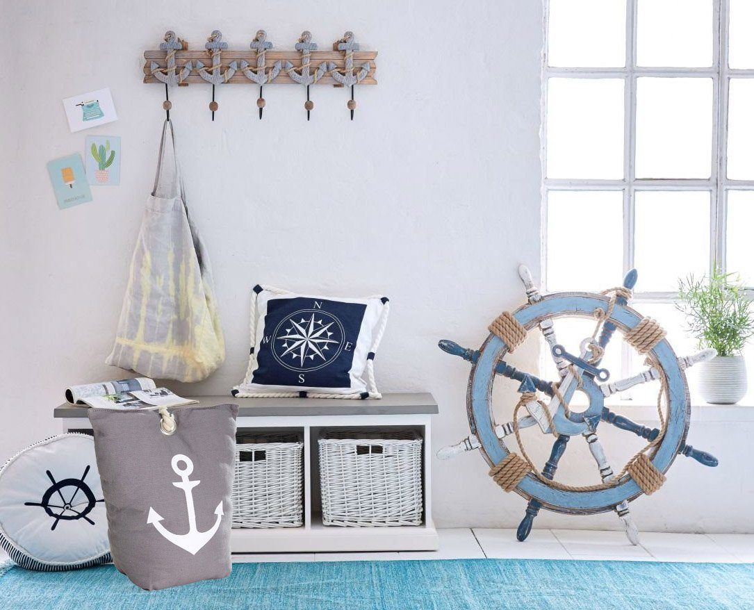 LB H&F Lilienburg Türstopper Türstopper Anker Maritim schwer Stoff Grau Sack Seil (Vintage Feststeller Fensterstopper Zugluftstopper Bodentürstopper Sack Stoffsack Türhalter Bodenpuffer Türpuffer Türsack modern Design maritime Deko Badezimmer), weicher Stoff, schonend für alle Bodenarten