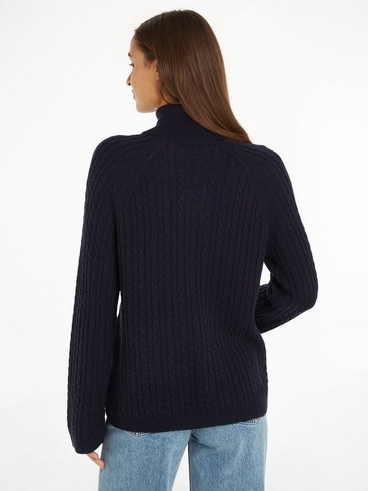 Tommy Hilfiger Strickpullover SOFT WOOL AO CABLE ROLL-NK SWT aus weicher  Wolle, langlebig, atmungsaktiv &zeitlos, Premium