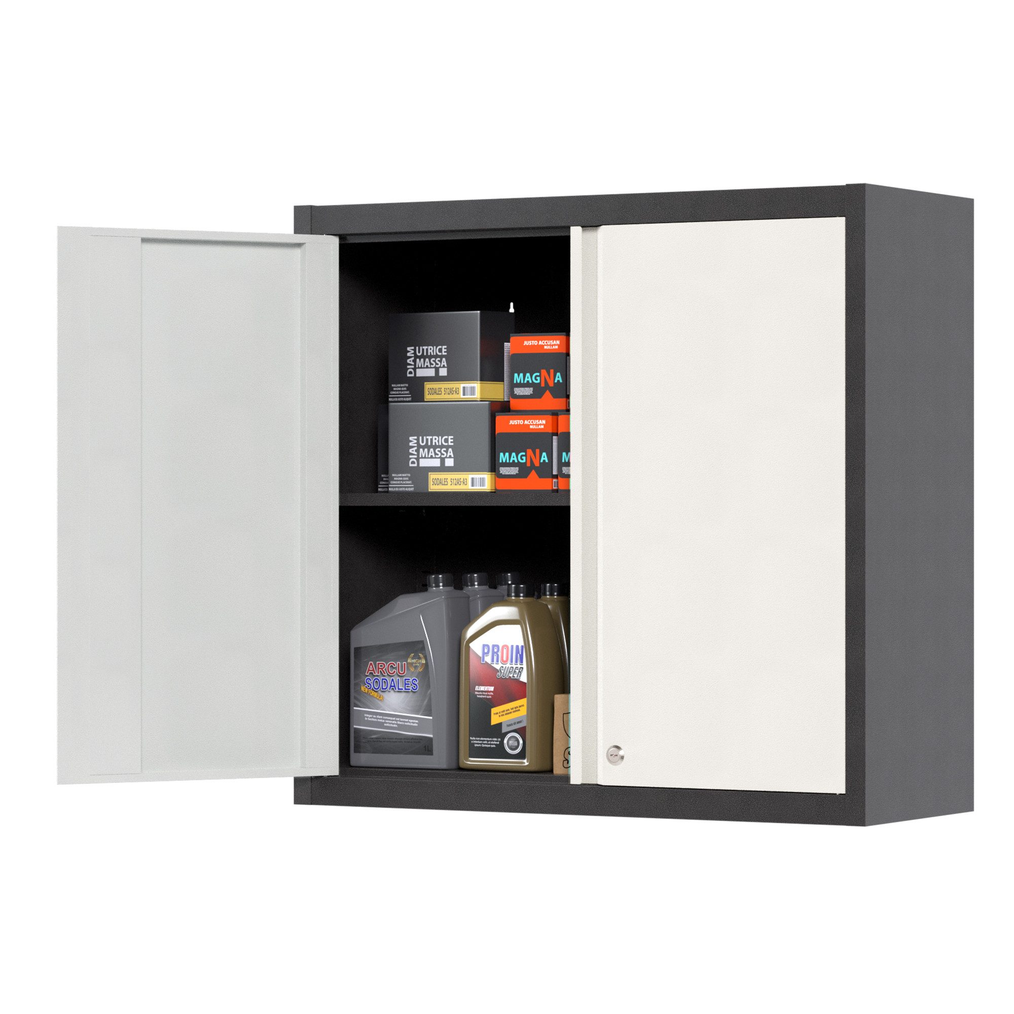 Wandhängeschrank Metallschrank, abschließbarer Wandschrank, 66 x 30 x 66 cm