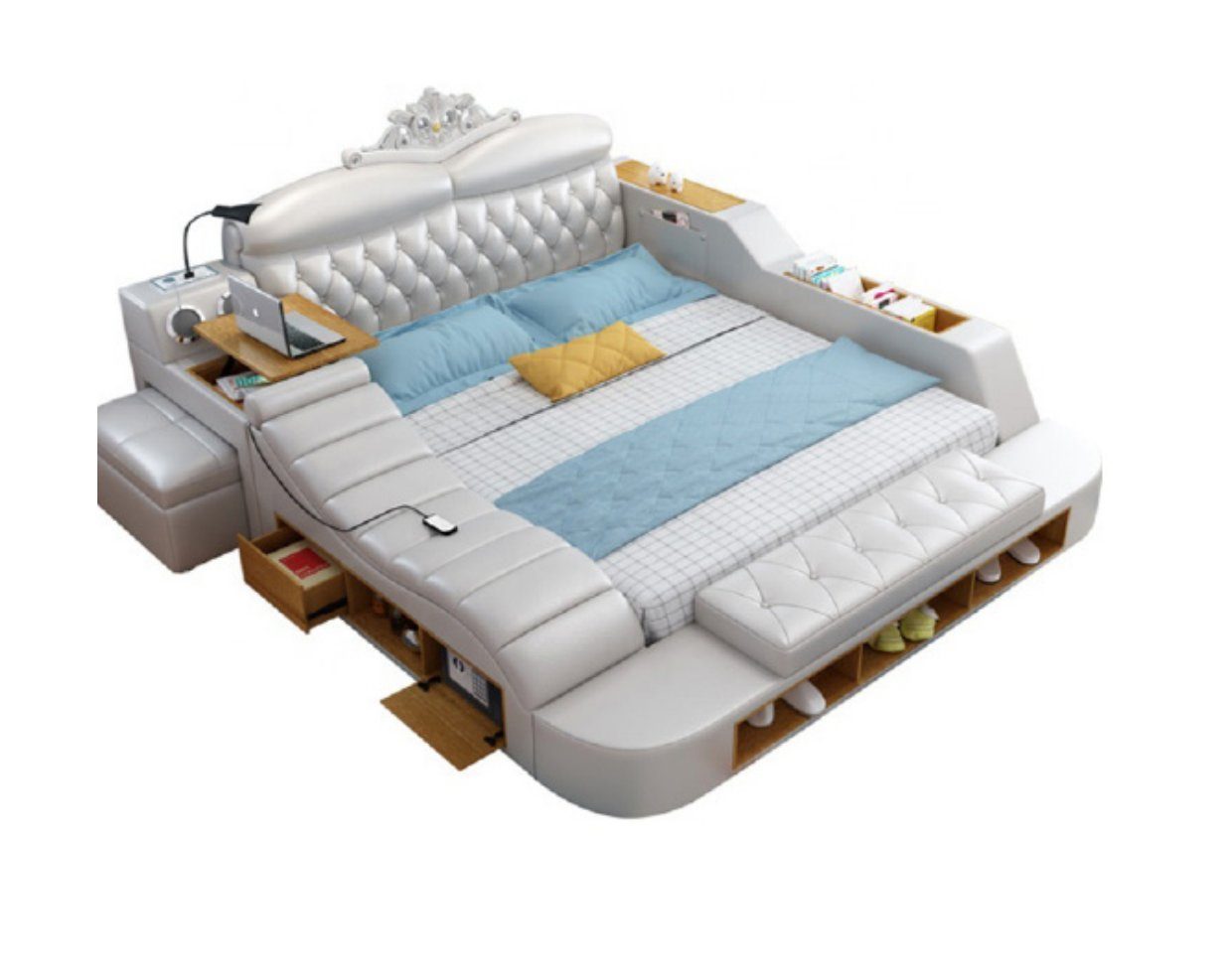 JVmoebel Bett, Doppel Luxus Design Leder Bett Polster Betten Moderne Multifunktion