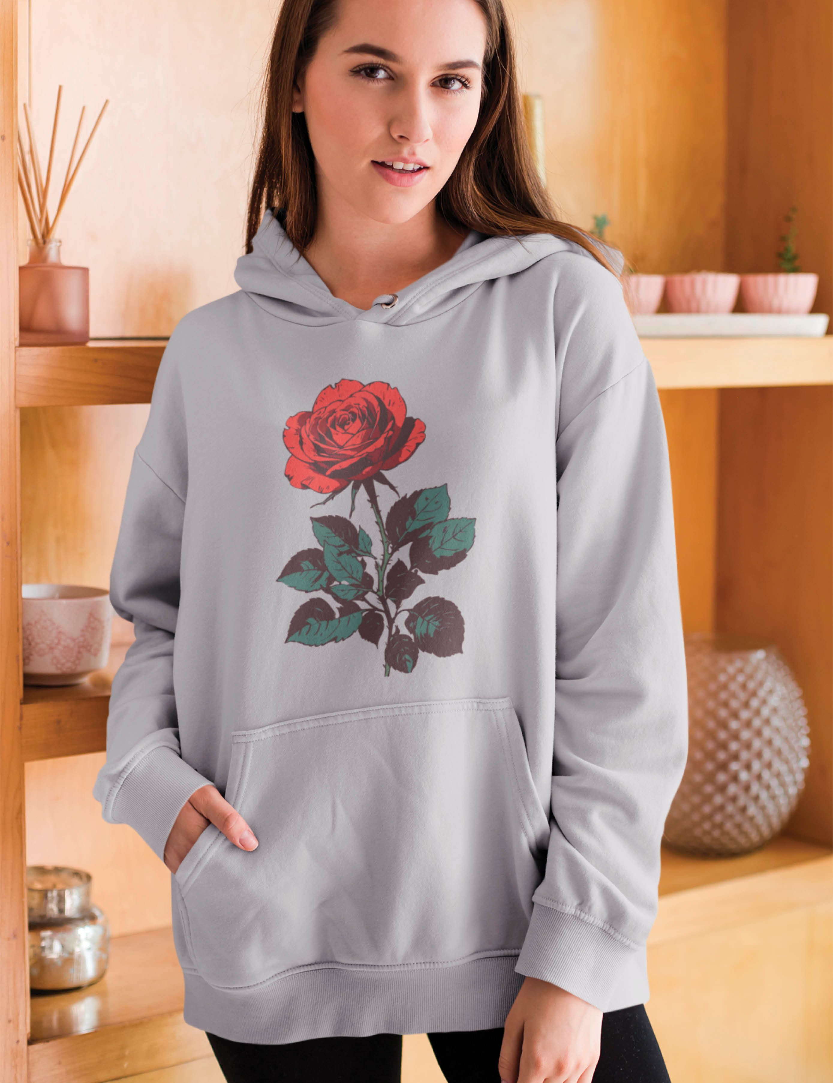 Youth Designz Kapuzenpullover Damen Hoodie Pullover " Rote Rosen" schöne rote Rosen mit trendigem Frontprint