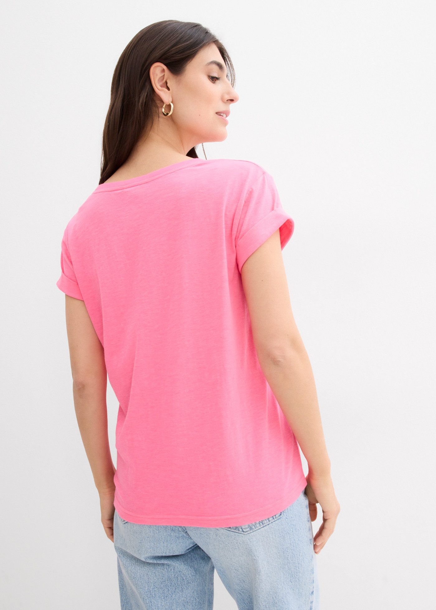 bonprix T-Shirt lockere, figurumspielende Passform, Kurzarm, Rundhalsausschnitt – Bild 2 von 5