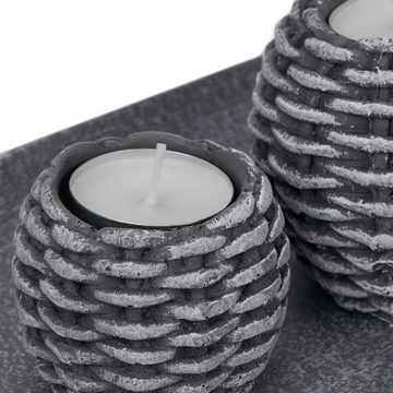 relaxdays Teelichthalter mit Tablett Kerzen Deko