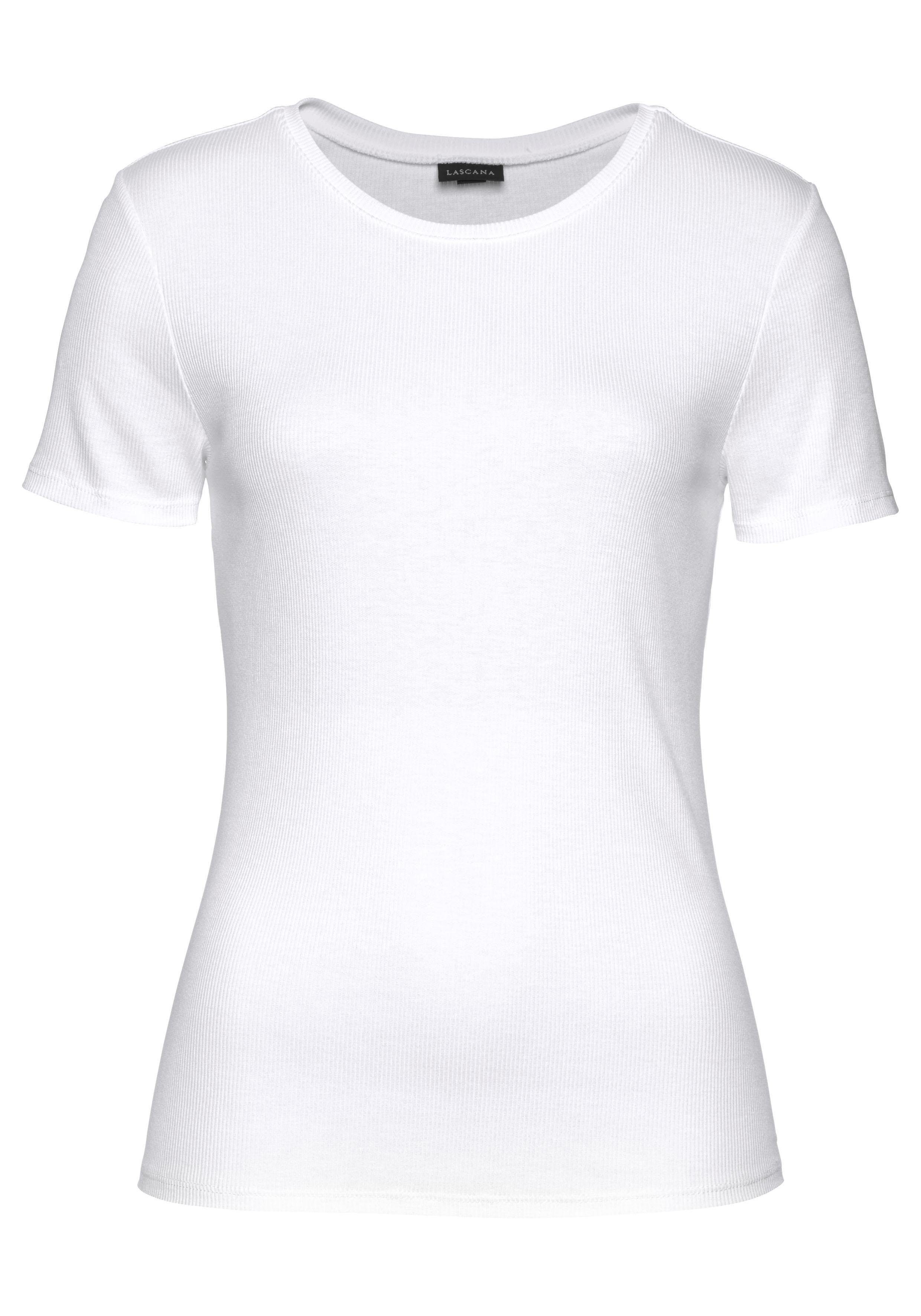 LASCANA T-Shirt (2er-Pack) aus weicher Rippware