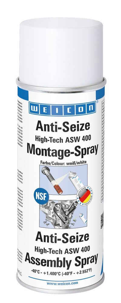WEICON Montagepaste Anti-Seize High-Tech Spray, Festschmierstoffpaste, 400 ml, weiß, 400 ml
