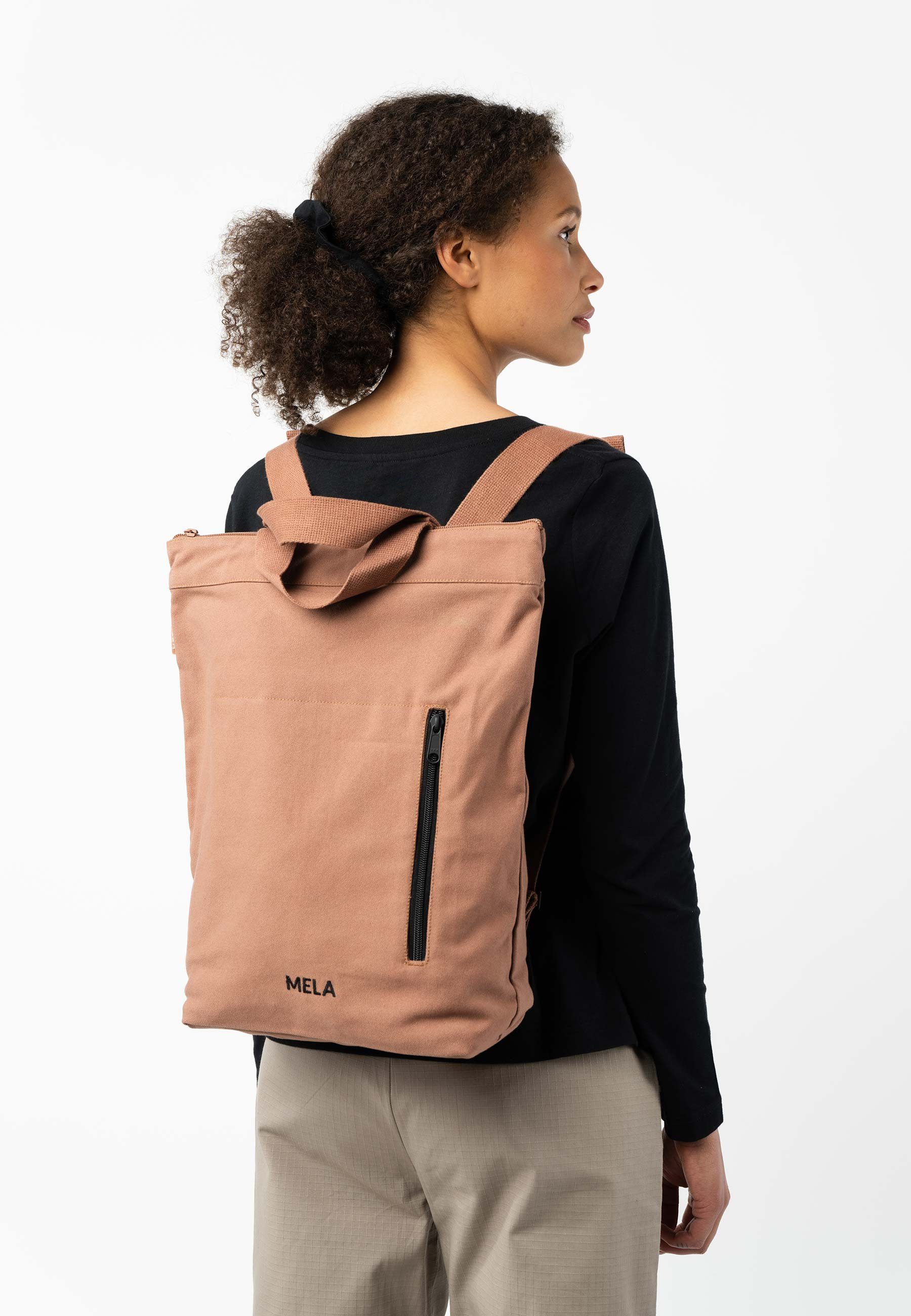 MELA Rucksack Hybrid Rucksack ANIL, Bequem als Rucksack oder Umhängetasche tragbar nougat