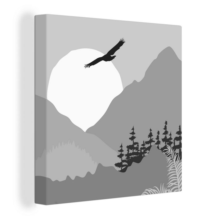 OneMillionCanvasses® Leinwandbild Amerika - Falke - Schwarz - Weiß (1 St) Leinwand Bilder für Wohnzimmer Schlafzimmer