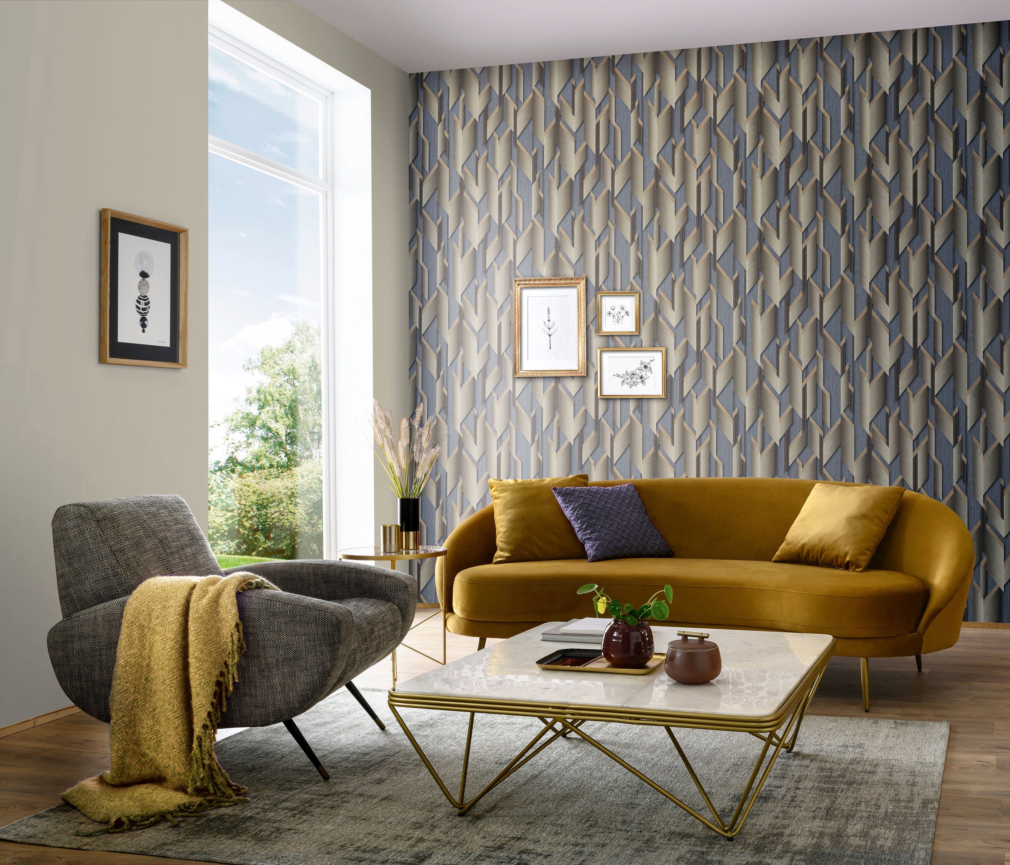 Fashion for walls GMK, Guido Maria for Kretschmer Walls, Grafisch gold - Fashion Vliestapete