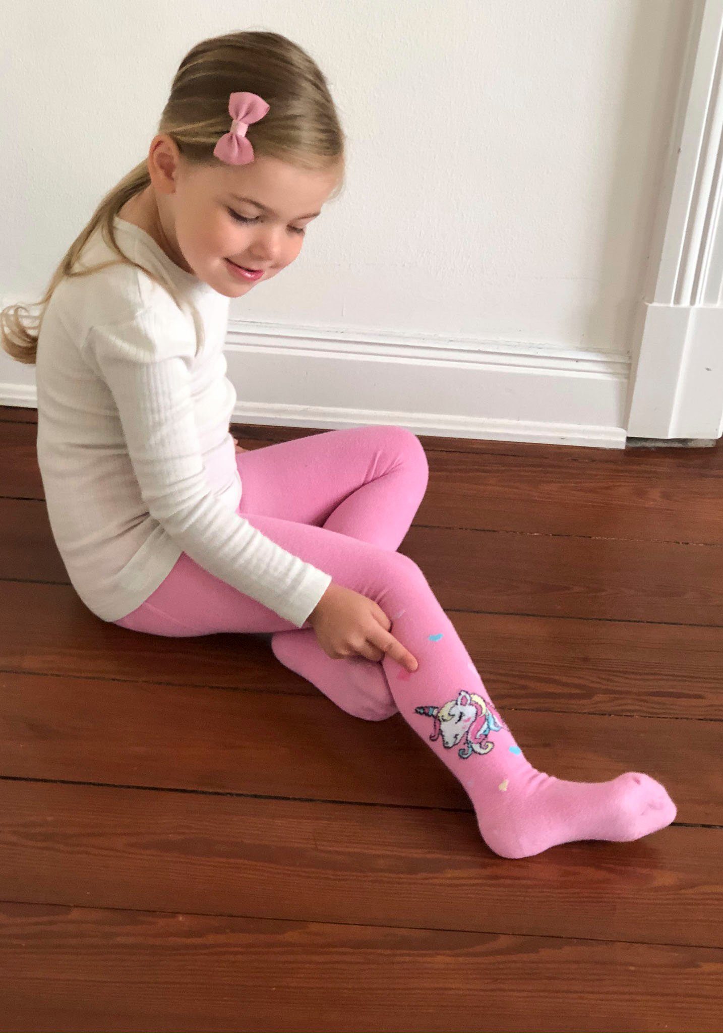 H.I.S Strickstrumpfhose Mädchen Motiv Strumpfhosen (Packung 3 St. Gr. 92/98 bis 140/146) mit eingestrickten Einhorn Motiven – Bild 5 von 5