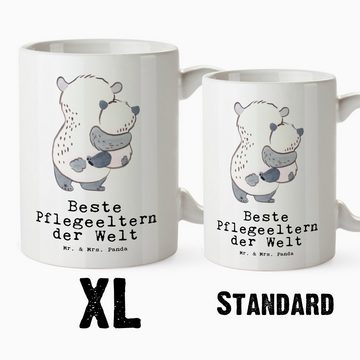 Mr. & Mrs. Panda Tasse Panda Beste Pflegeeltern der Welt - Weiß - Geschenk, XL Teetasse, Pap, XL Tasse Keramik, Spülmaschinenfest