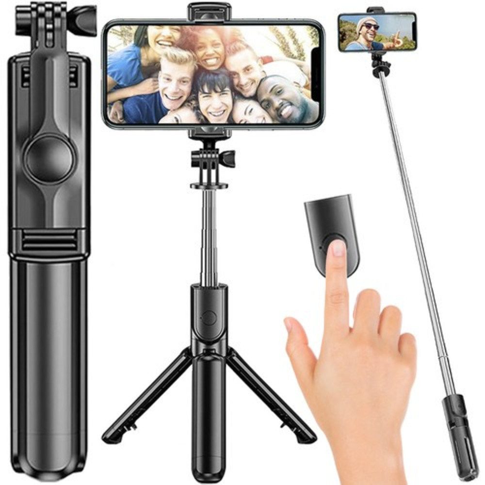 IZOXIS Selfie-Stick Fotostativ Fotostick Fernbedienung, 360° drehbarer Halter für Smartphones im Hoch- oder Querformat