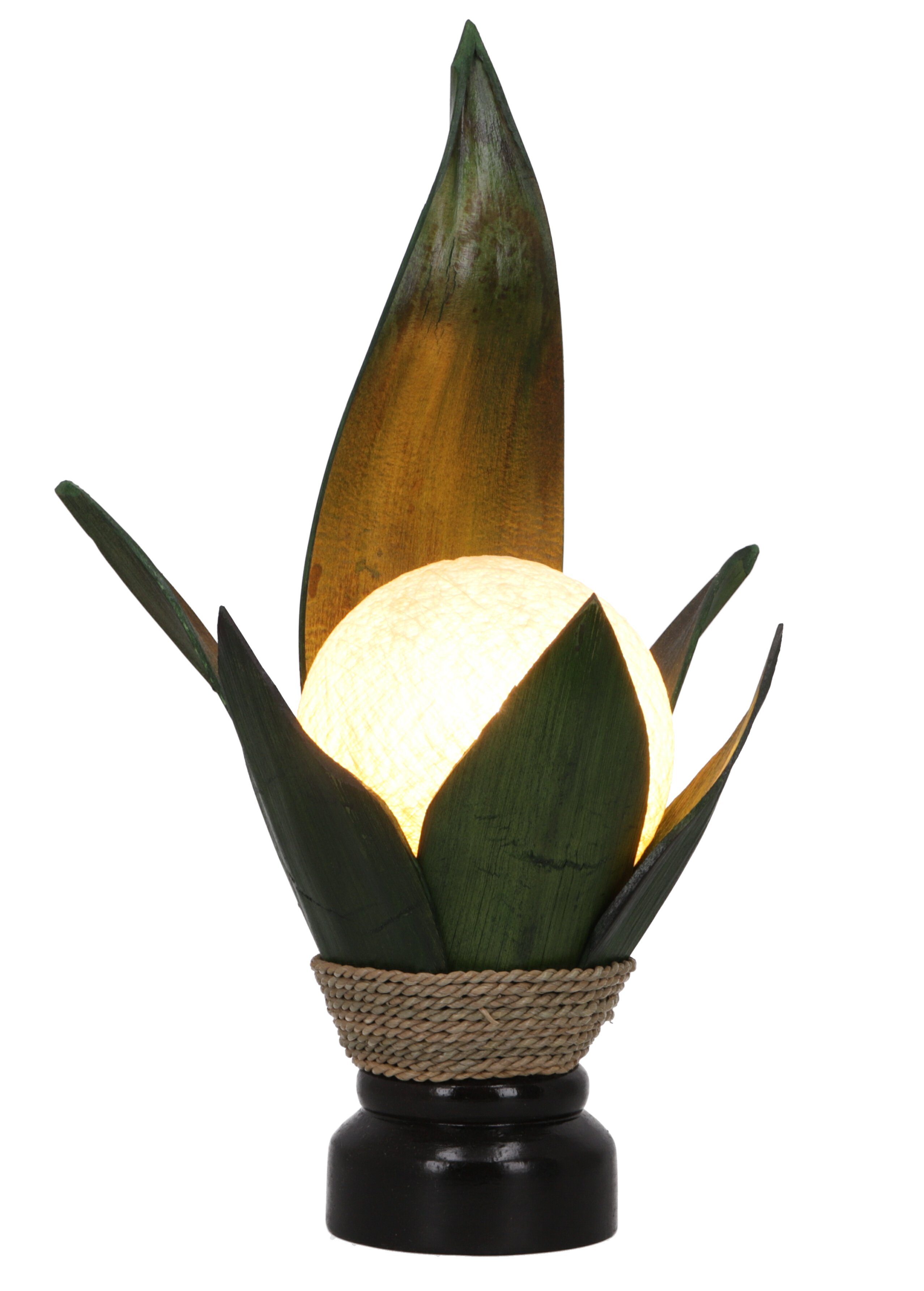 Guru-Shop aus.., Tischleuchte Palmenblatt inklusive Bali handgemacht Tischlampe, in Leuchtmittel nicht