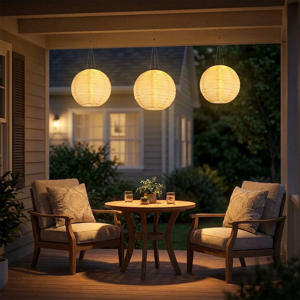 GLOBO LIGHTING Lampion, LED-Leuchtmittel fest verbaut, Warmweiß, Solarlampe Außenlampe Lampion Gartenlampe Hängelampe sand LED 55 cm 3x