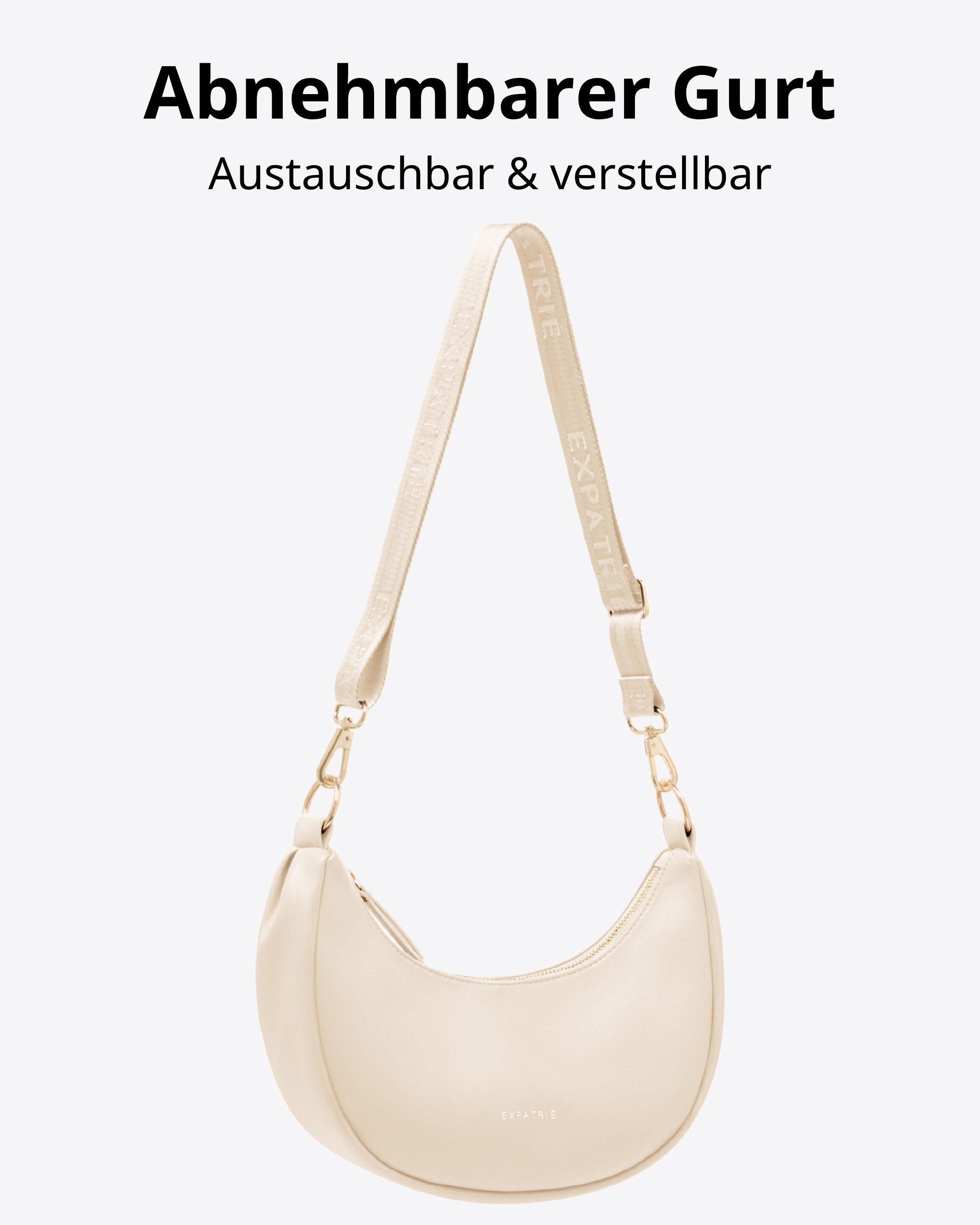 Expatrié Umhängetasche Lea Small Half Moon Bag Schultertasche, Elegante Crossbody Bag in Halbmond Form, Wasserabweisend
