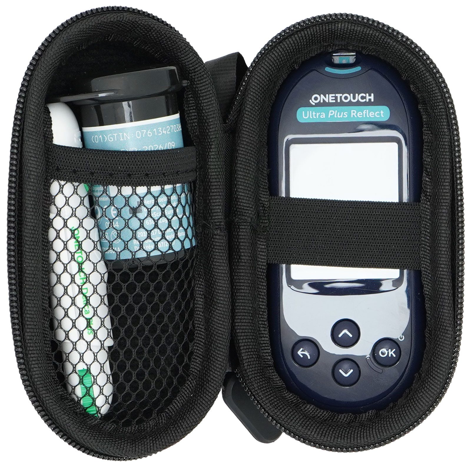 caseroxx Blutzuckermessgerät Blutzuckermessgerät Tasche für Onetouch Ultra Plus Reflect