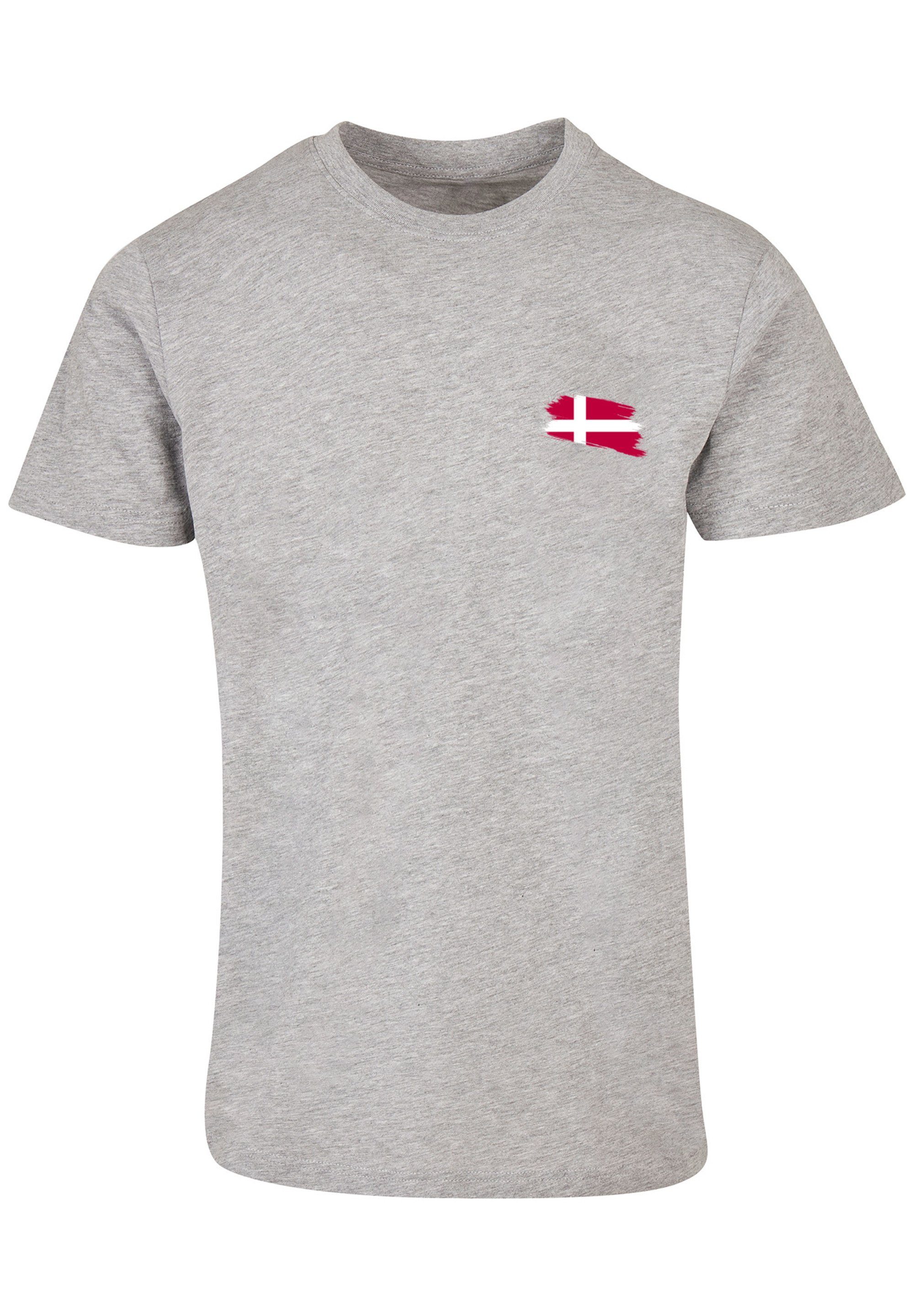 F4NT4STIC T-Shirt Dänemark Flagge Denmark heather Print grey