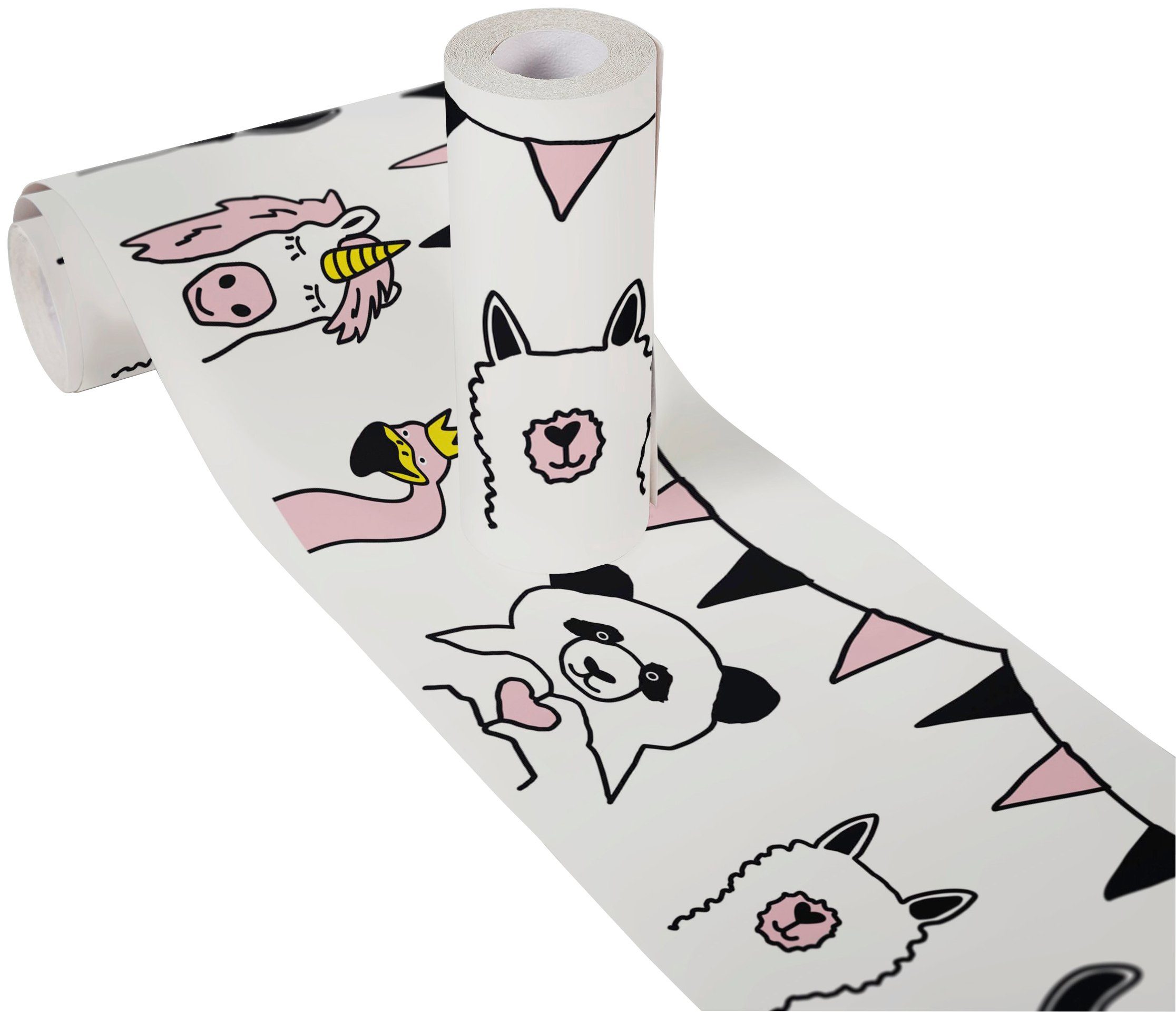 A.S. Création Bordüre Wild Party, glatt, Motiv, abstrakt, naturalistisch, Papier Wand Schräge Tür Borte Wohnzimmer Schlafzimmer Küche Design