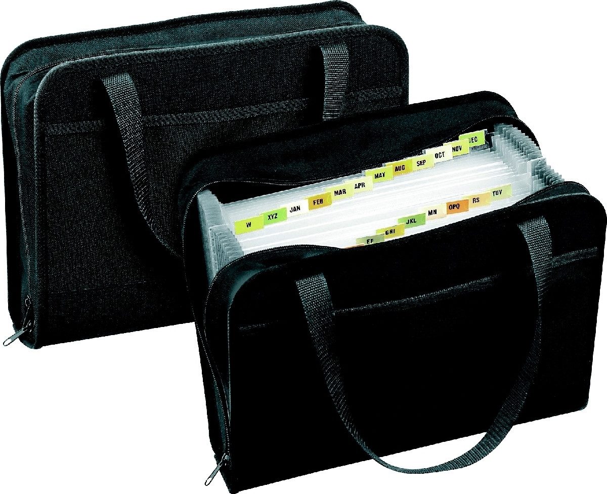 VELOFLEX Fächermappe Fächertasche mit 24 Registerfächer und Taben schwarz