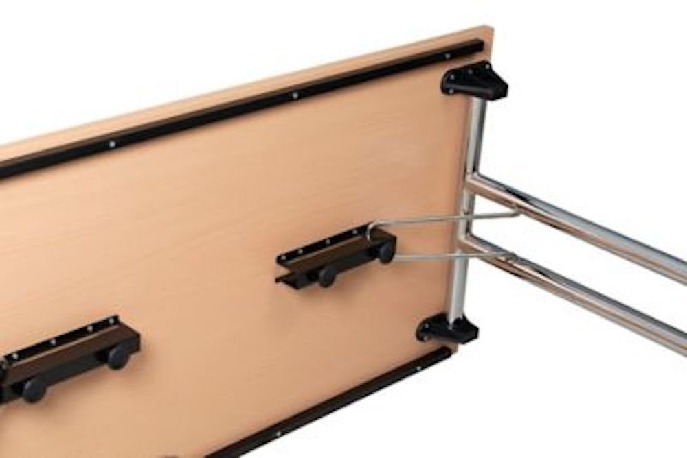 PROREGAL® Klapptisch Klapptisch Lizard, T-Fuß-Gestell-Rund, HxBxT 75x160x80cm, Chrom-Buche