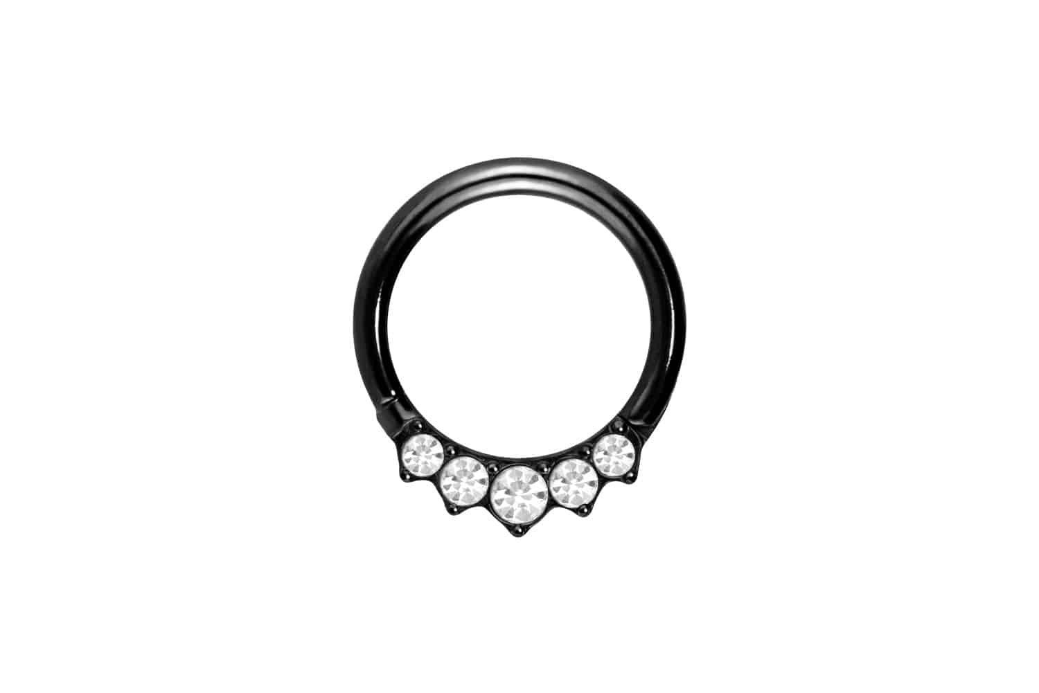 Nasenpiercing Titan Segmentring Clicker 5 EINGEFASSTE KRISTALLE Ohrpiercing Septum