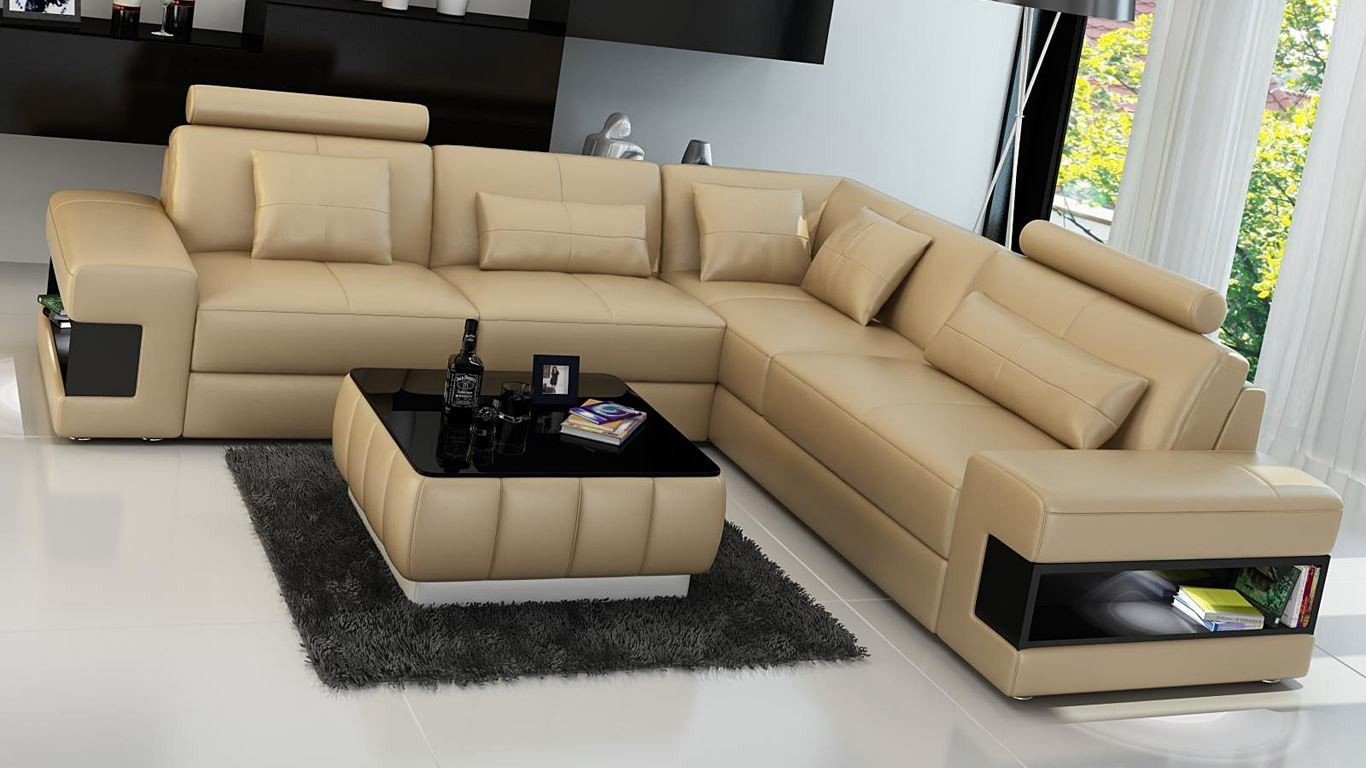 Ledersofa, Ecksofa Ecksofa Sofa Made JVmoebel Polster Couch in L Europe Form Wohnlandschaft