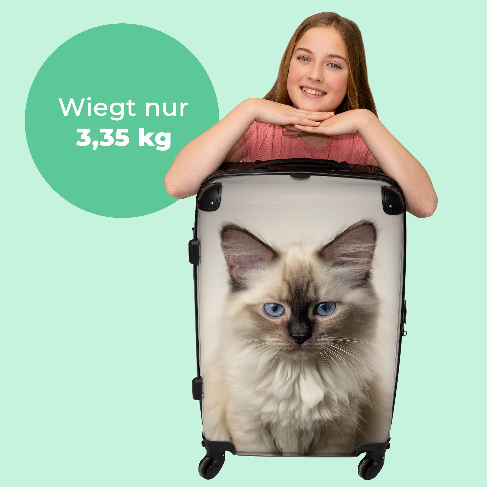 Aufgabegepäck Koffer Trolley Rollen, Reisekoffer Tiere Katze, Katze 67x43x25cm - mit Rollkoffer - - NoBoringSuitcases.com© 4 Große Ragdoll 4 Rollen -