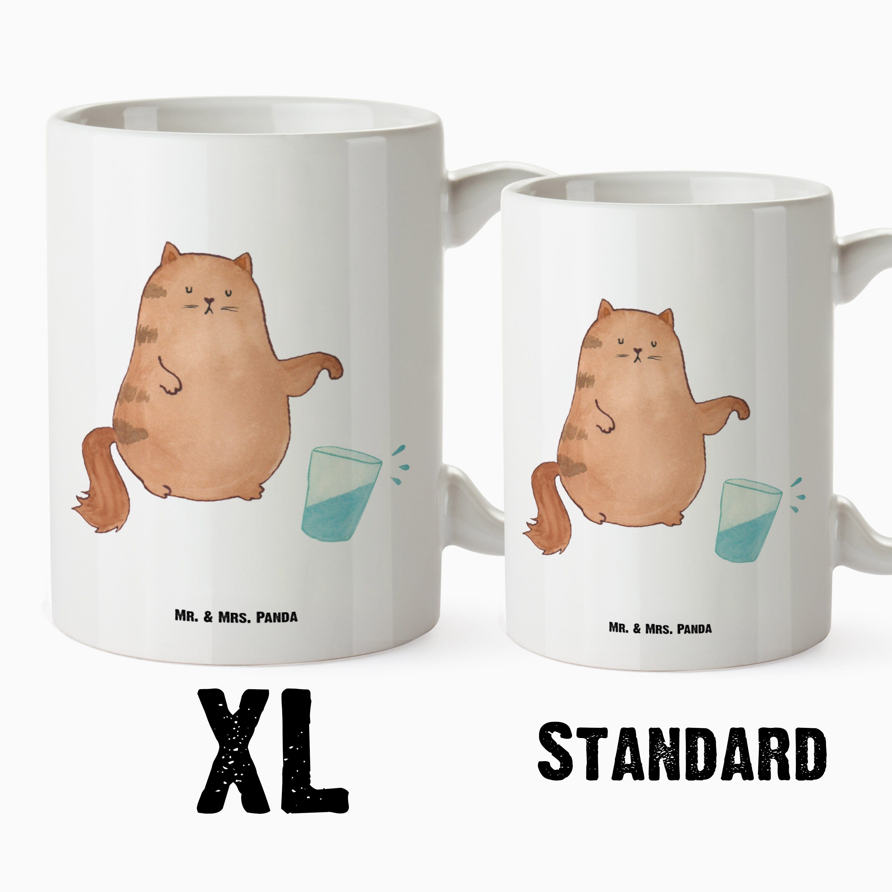 Keramik - Ju, Tasse Geschenk, Mr. - Katzendeko, XL & Mrs. Katze Panda Große Tasse, Tasse Cat, Weiß Wasserglas