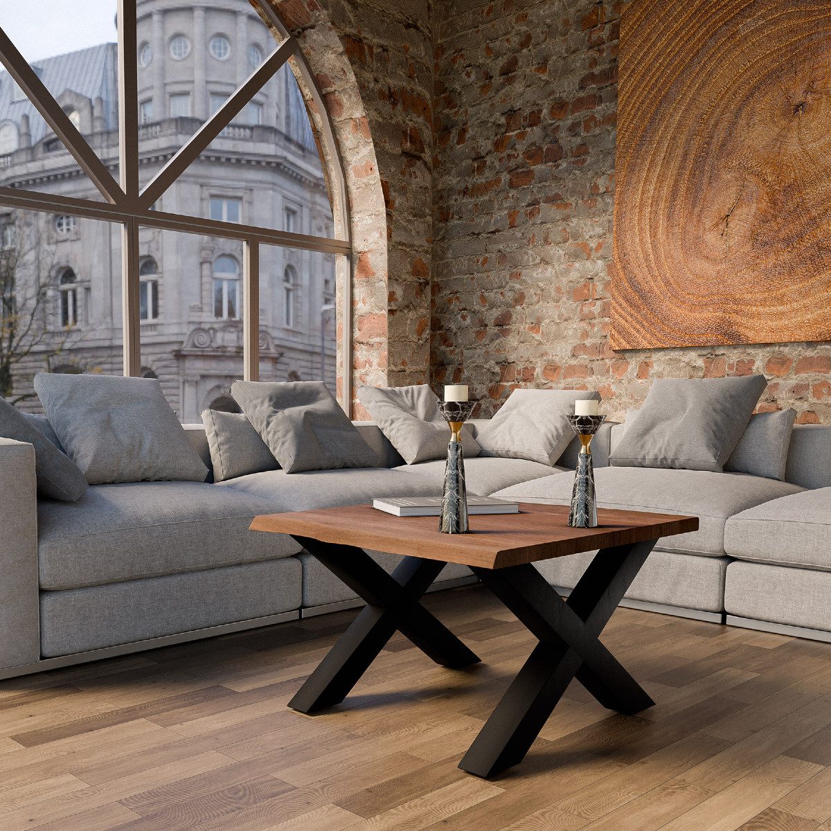 Liadomo Couchtisch Boston, Akazie Massivholz, Platte mit natürlicher Baumka günstig online kaufen