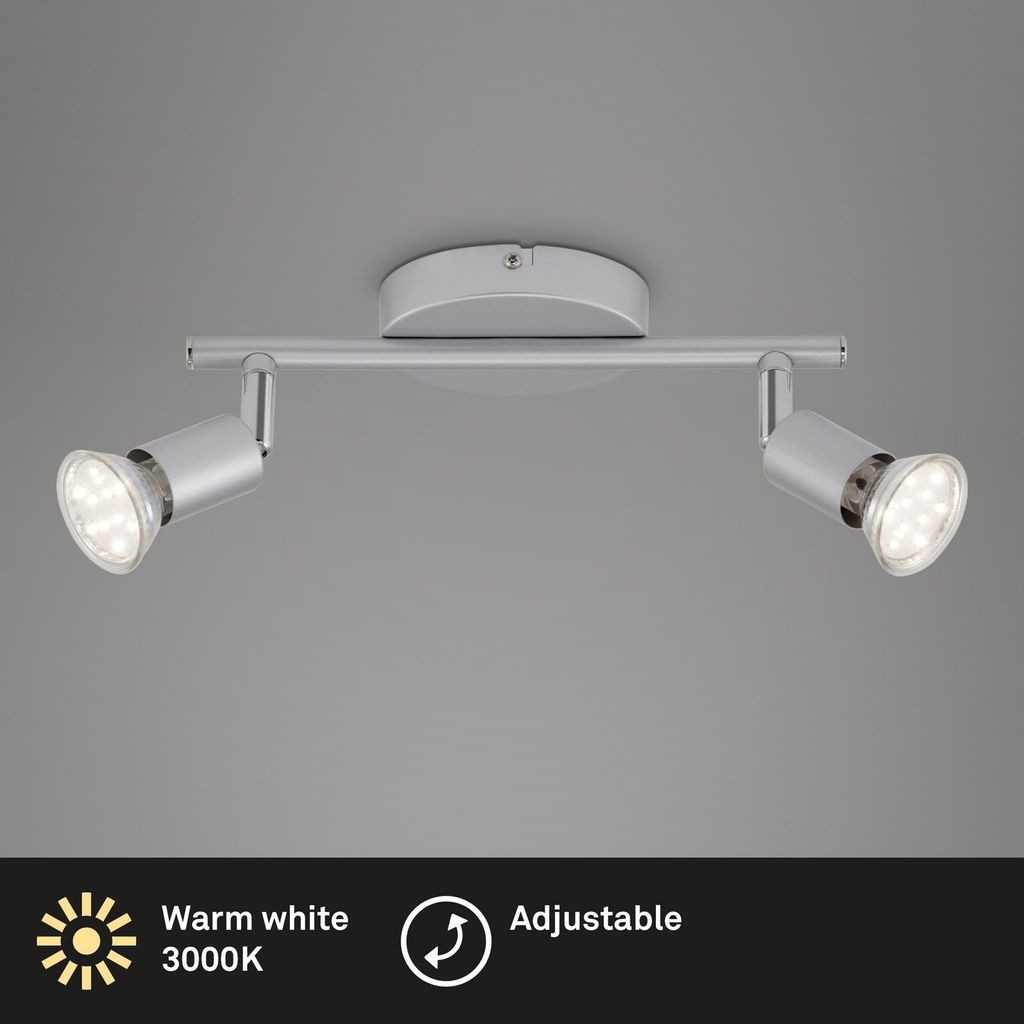 Briloner Leuchten LED Deckenleuchte 2915-024, LED wechselbar, 2700K - Extra-Warmweiß, titanfarbig, GU10, Deckenlampe
