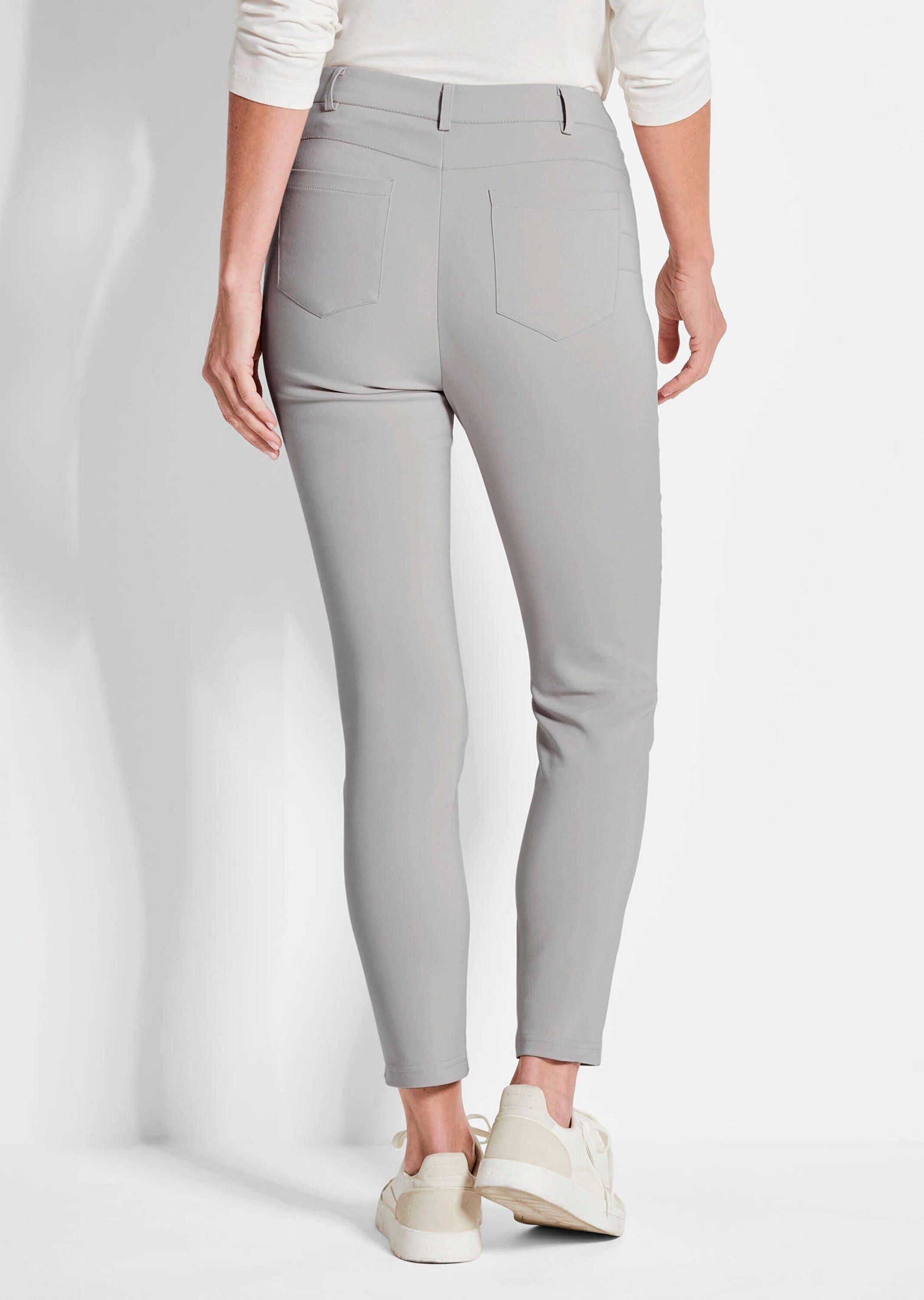 GOLDNER Stretch-Hose Lange Schlupfhose BELLA Businesshose mit Formbund und Zierdetails, Bauchweg, Baumwolle