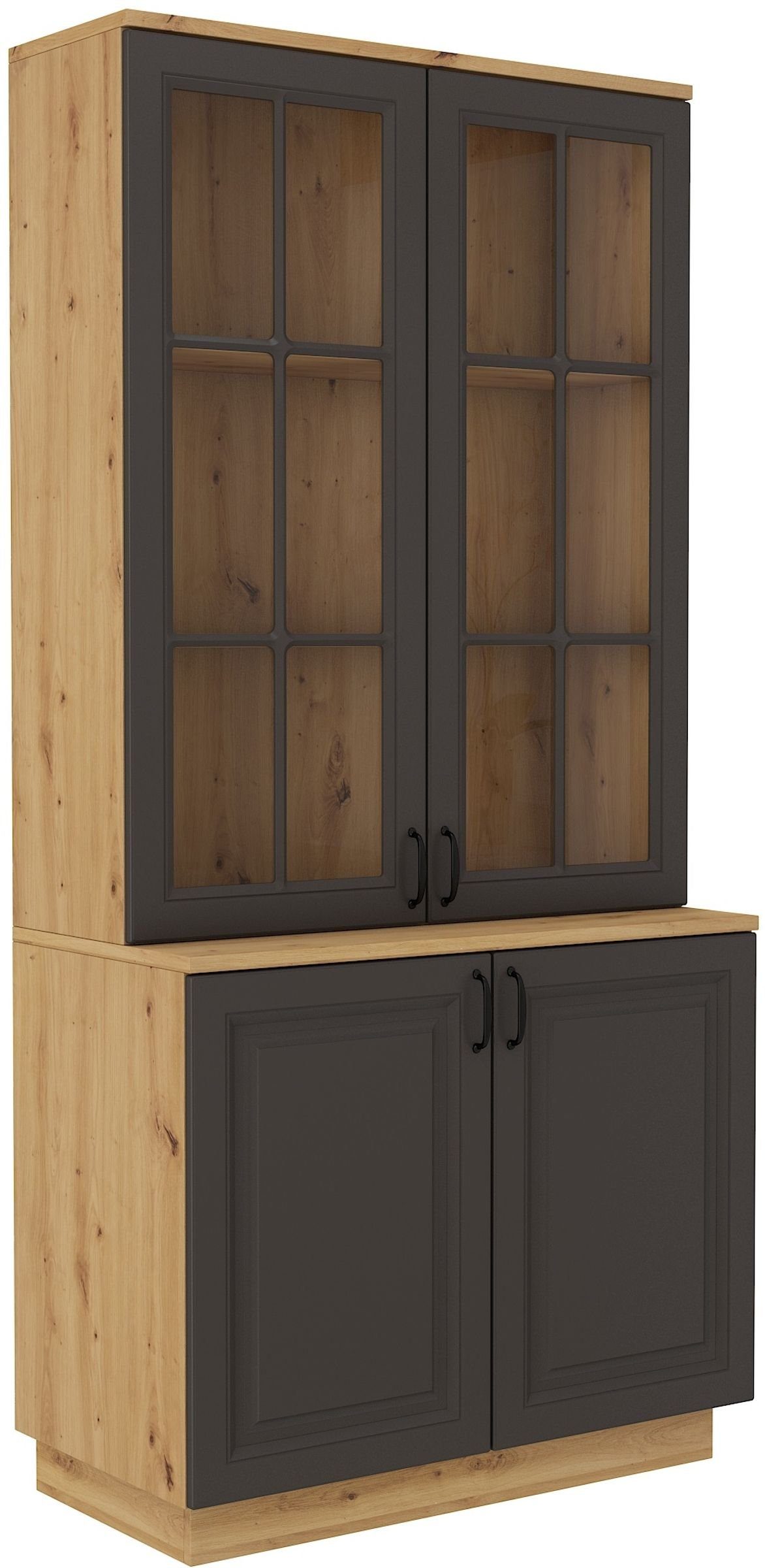 Küchen-Preisbombe Küchenbuffet Buffetküche Stilo 100 cm Esszimmer Landhaus Grau Eiche Buffet Küche