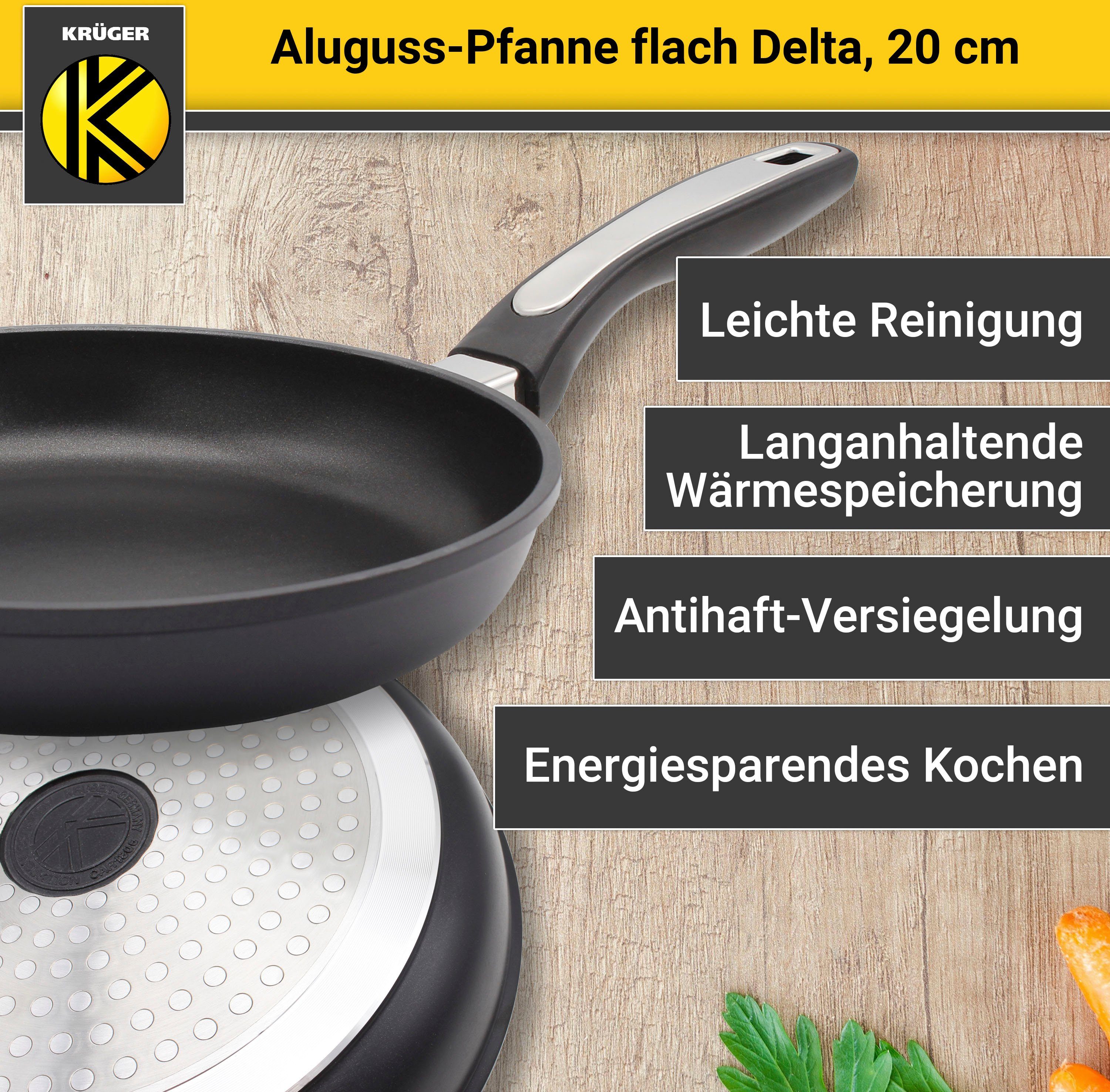 Krüger Bratpfanne Aluguss Pfanne flach DELTA, Aluminiumguss (1-tlg), für Induktions-Kochfelder geeignet – Bild 2 von 5