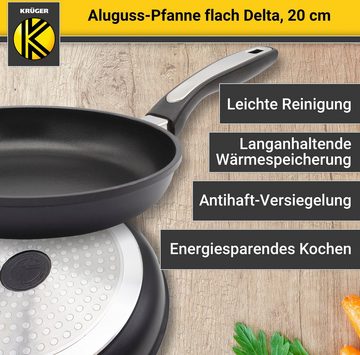 Krüger Bratpfanne Aluguss Pfanne flach DELTA, Aluminiumguss (1-tlg), für Induktions-Kochfelder geeignet