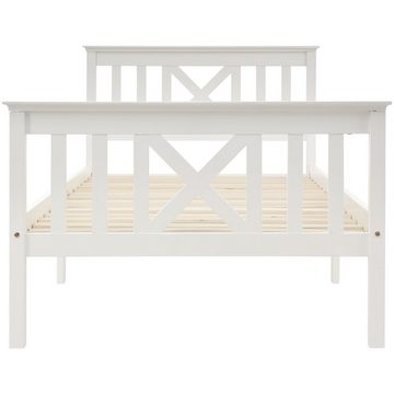 BlingBin Einzelbett Jugendbett (Holzbett aus Bettgestell mit Lattenrost Weiß), mit Lattenrost 140x200cm, Kiefer