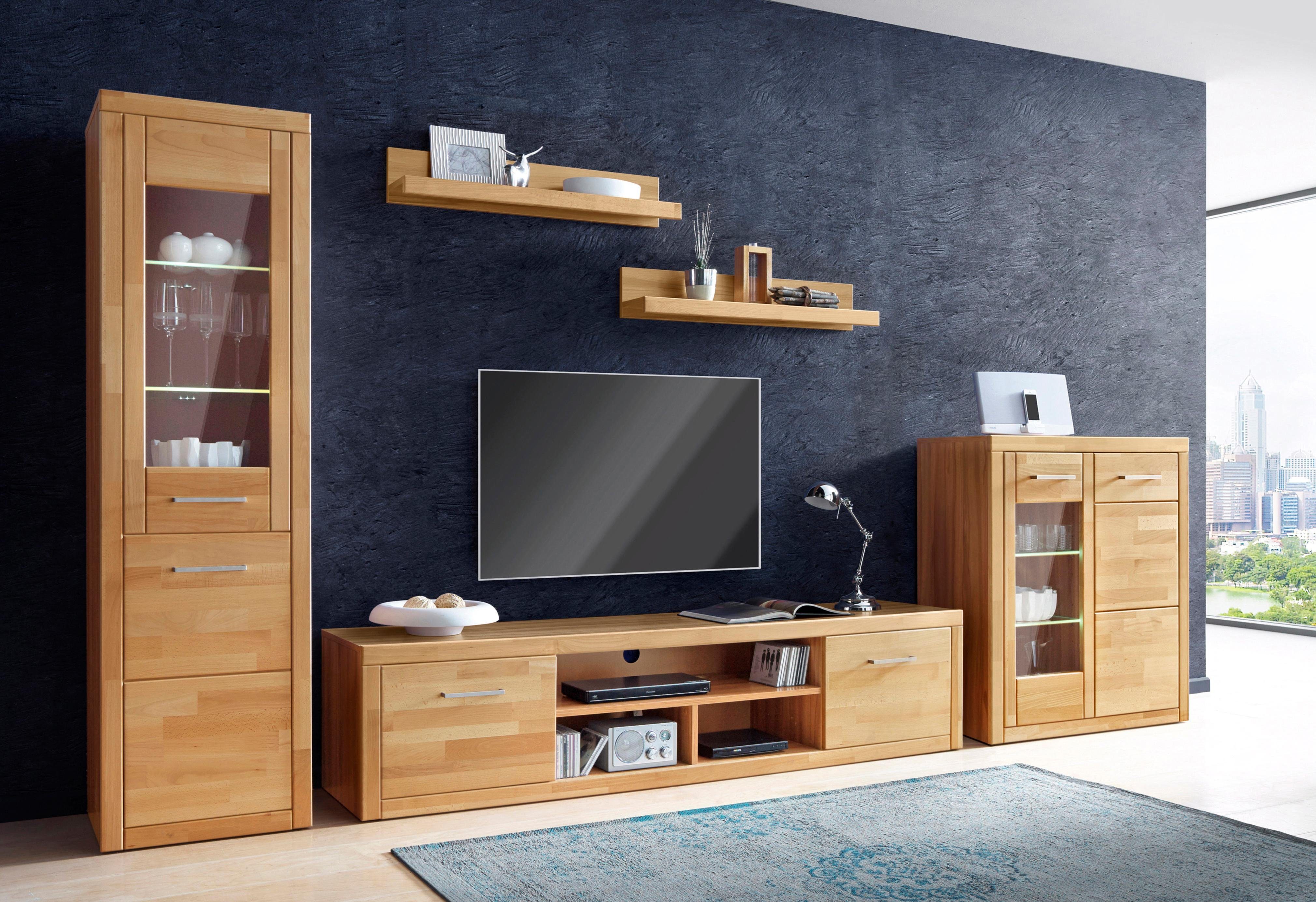 OTTO home Vitrine LOGO B/T/H: 50/42/180cm, 5Fächer, 3 Einlegeboden verstellbar. Kopus&Leisten aus Massivholz, Korpus aus Melamin, Türanschlag L/R – Bild 2 von 5