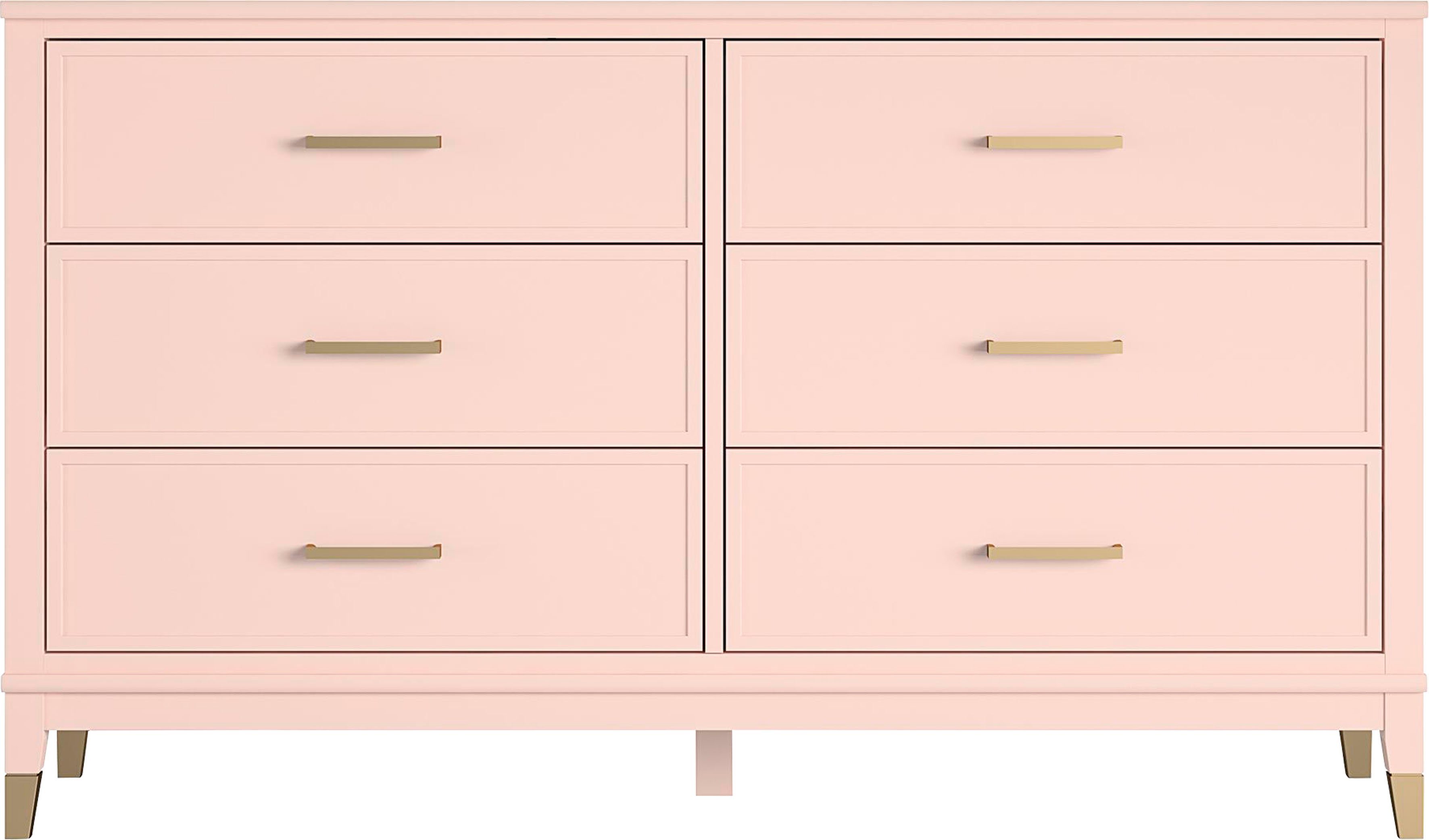 Massivholz, aus Höhe mit by cm, 6 cm rosa 85 Cosmopolitan Beine CosmoLiving Westerleigh, | rosa 145 Breite MDF, Schubladen, Kommode