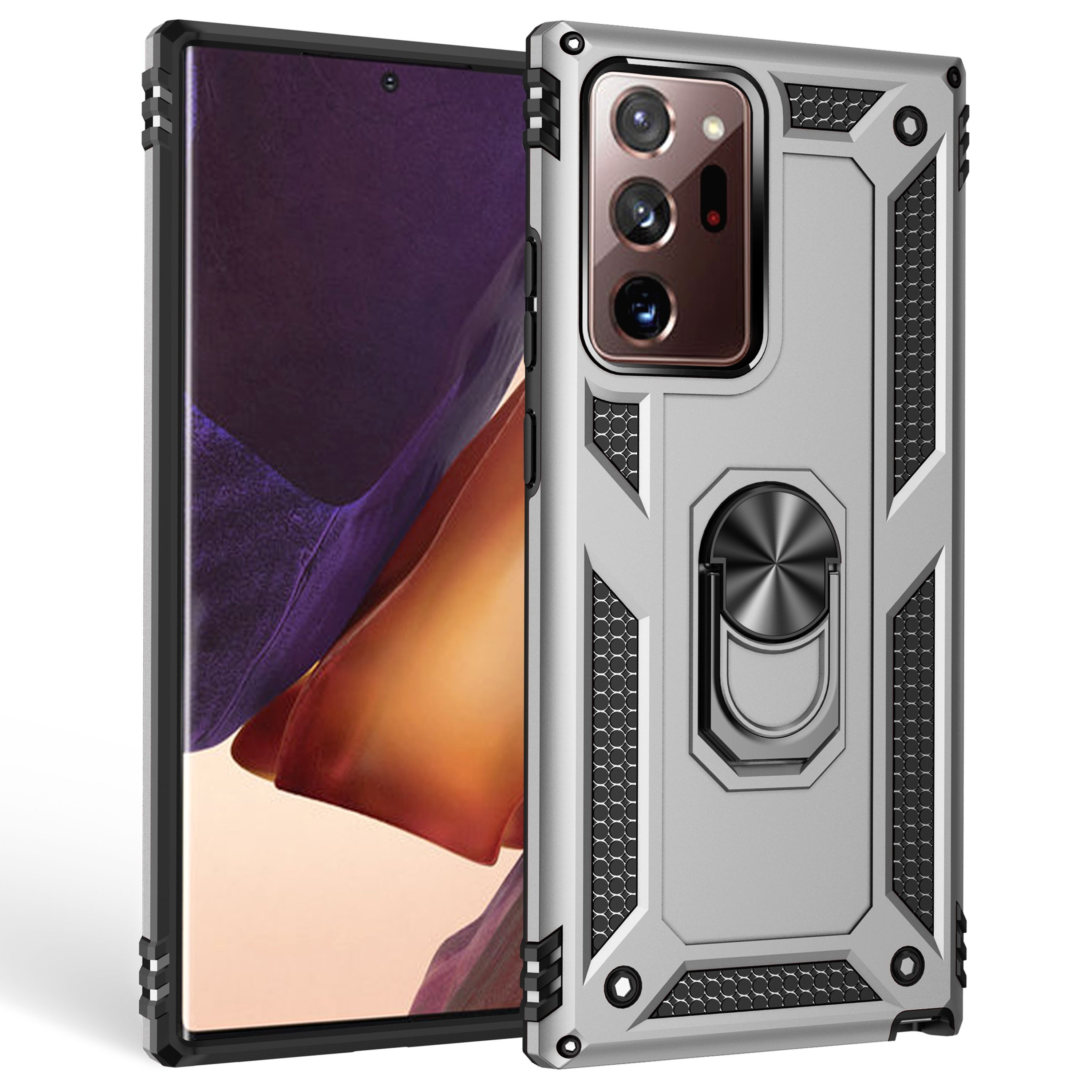 Nalia Smartphone-Hülle Samsung Galaxy Note 20 Ultra 17,5 cm (6,9 Zoll), Outdoor Military Style Hülle mit Ring / Extrem Schützend / Panzer Case