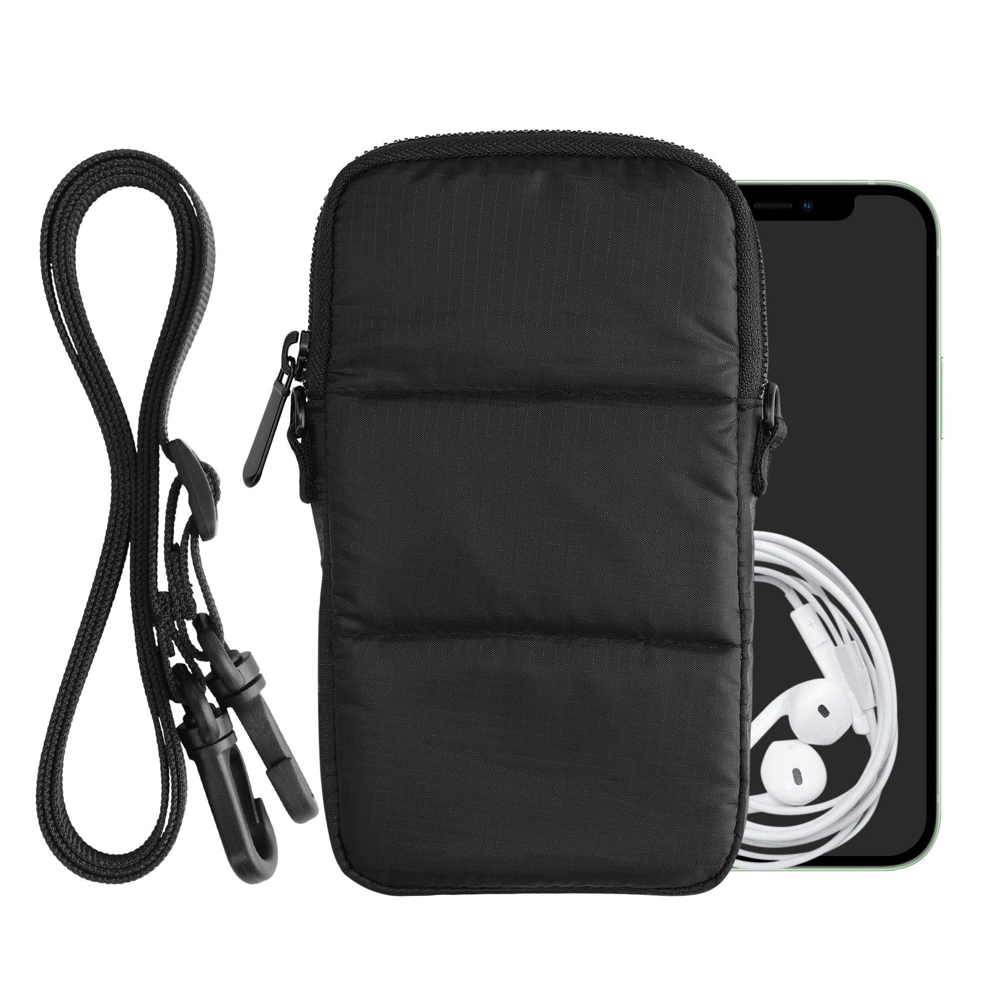 kwmobile Umhängetasche Gesteppte Handytasche zum Umhängen für XL - 6,7/6,8" (1-tlg), Umhängetasche mit Reißverschluss - Innenmaße 17,2 x 8,4 cm