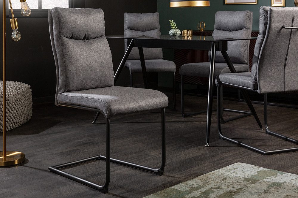 riess-ambiente Freischwinger COMFORT grau, Esszimmer · Webstoff · Metall · Modern Design