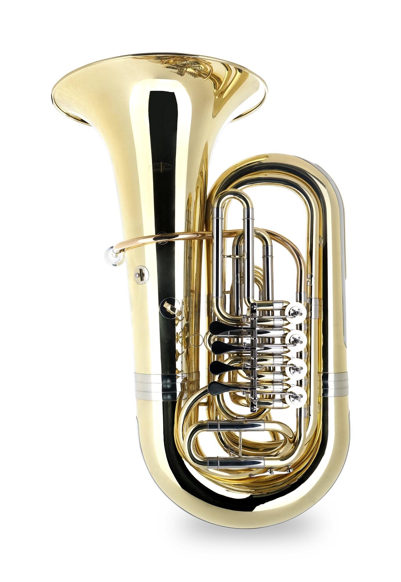 Tuba T-190 Bb Tuba - 4 Ventile - Goldmessing Mundrohr - Gedrungene Form