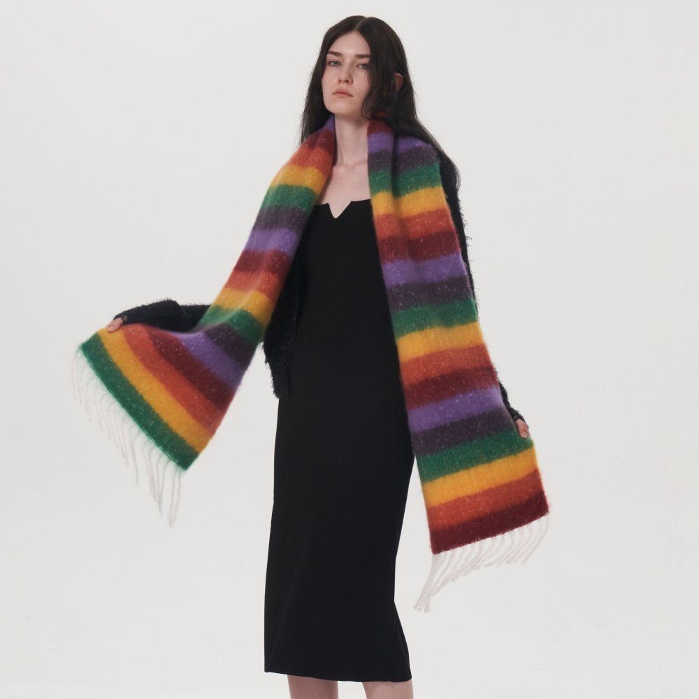 Invanter Schal Damen Schal - übergroßer Winter Weich Warm Fransen Streifen Karo