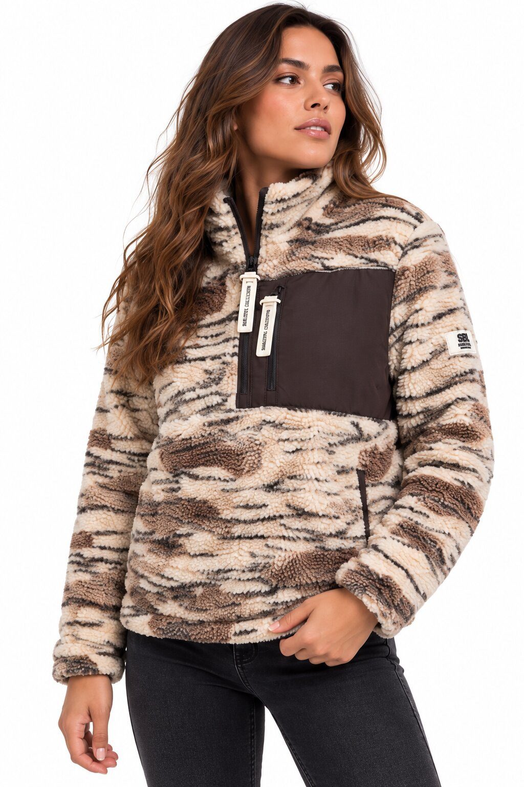 SUBLEVEL Fleecejacke Damen Teddyfleece Kuschelig Warm Übergangsjacke Jacke Outdoor Perfekte Passform Hochwertige Verarbeitung, Angenehm weich & warm