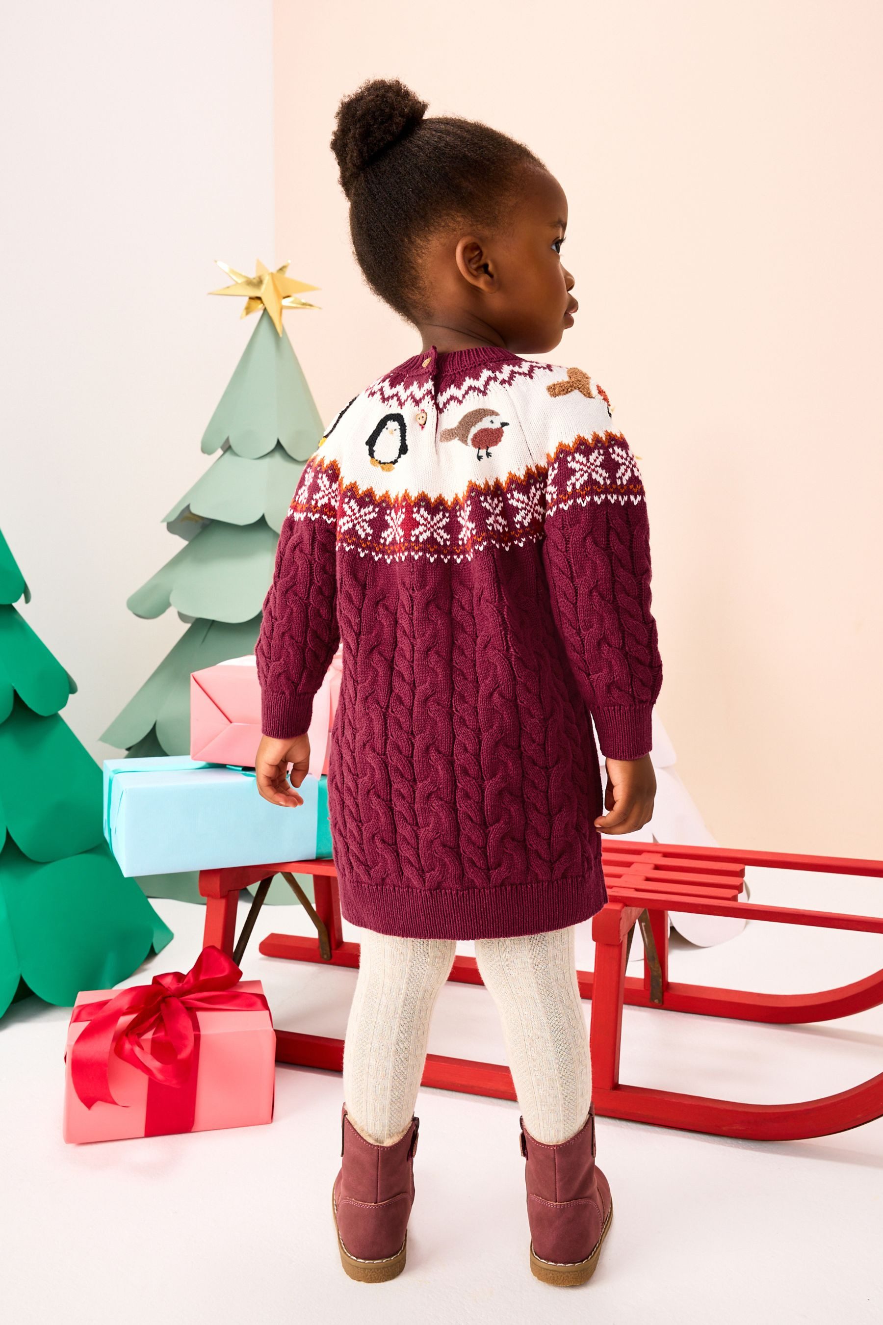 Next Norwegerpullover Pulloverkleid mit weihnachtlichem Fairisle-Muster (1-tlg)