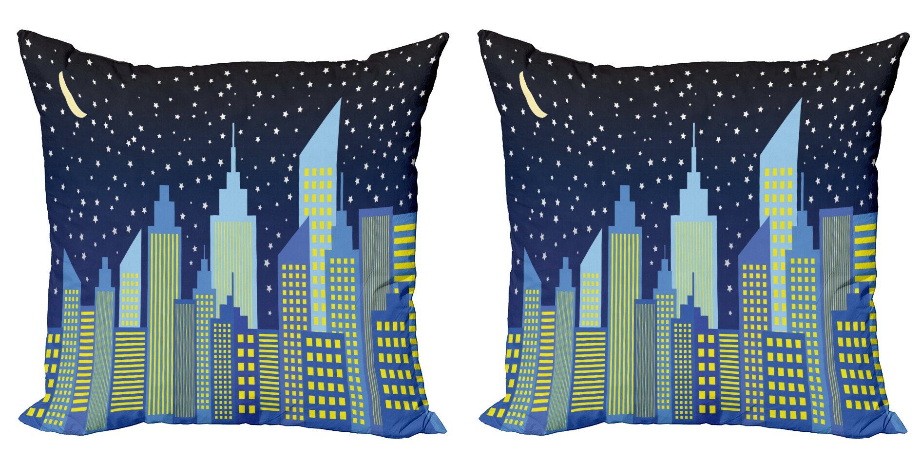 (2 Grafische Modern Stadt-Skyline Stadt Digitaldruck, Stück), Abakuhaus Kissenbezüge Doppelseitiger Moderne Accent